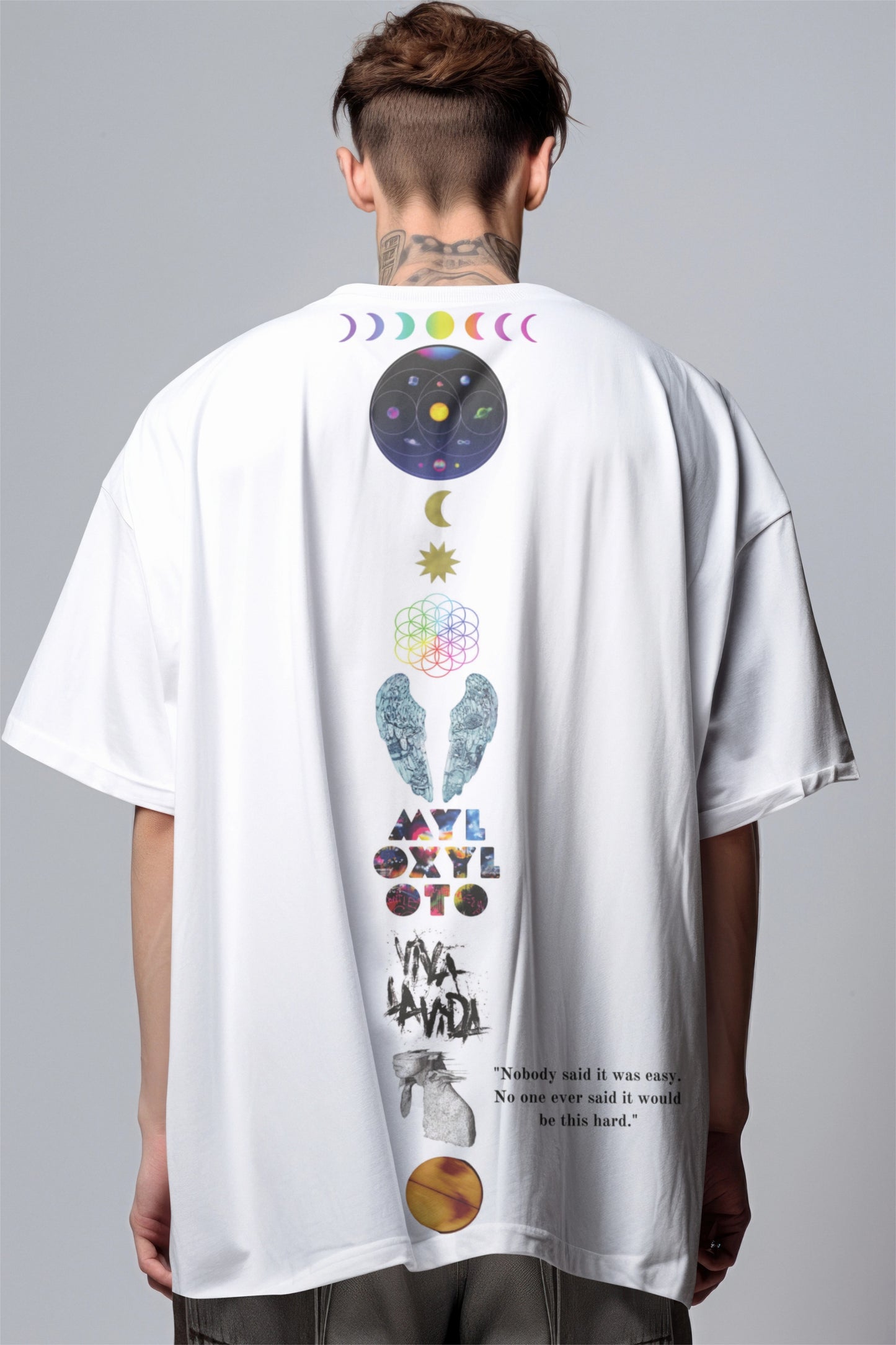 Coldplay album t-shirt
Music of the Spheres merch tee
Oversized Coldplay lyric shirt
Coldplay fan graphic tee
Mylo Xyloto t-shirt
Viva La Vida Coldplay t-shirt
Coldplay quote t-shirt
Parachutes Coldplay shirt