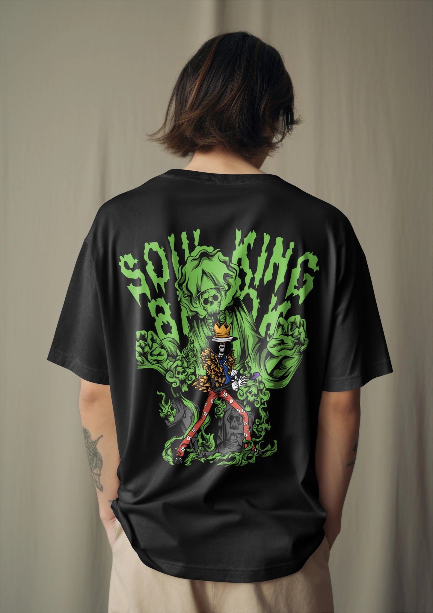 One Piece Soul King Brook Graphic Printed Oversized T-shirt Harble Outfits