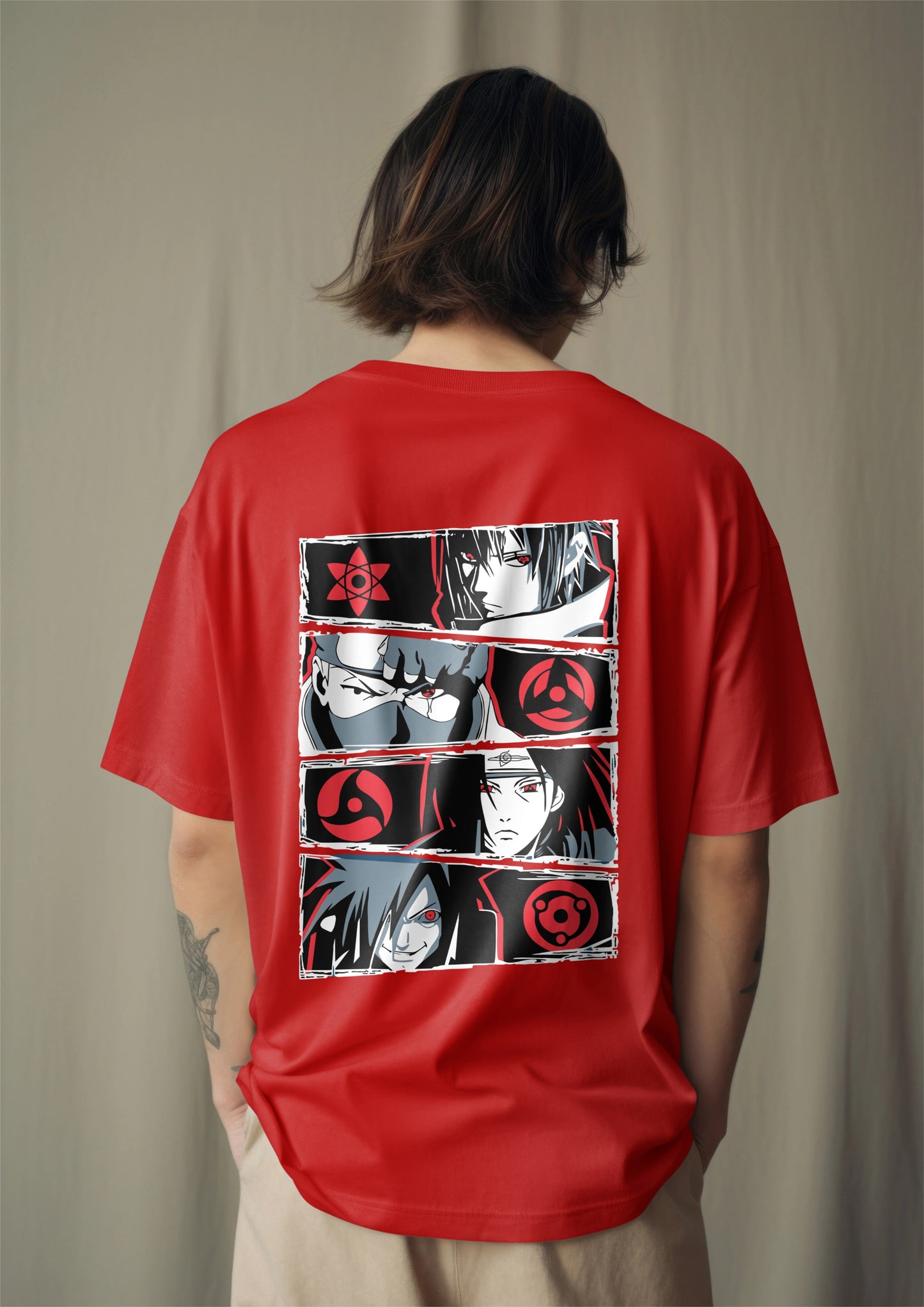 Eyes of the Uchiha Clan Printed Oversized T-shirt Harble Outfits