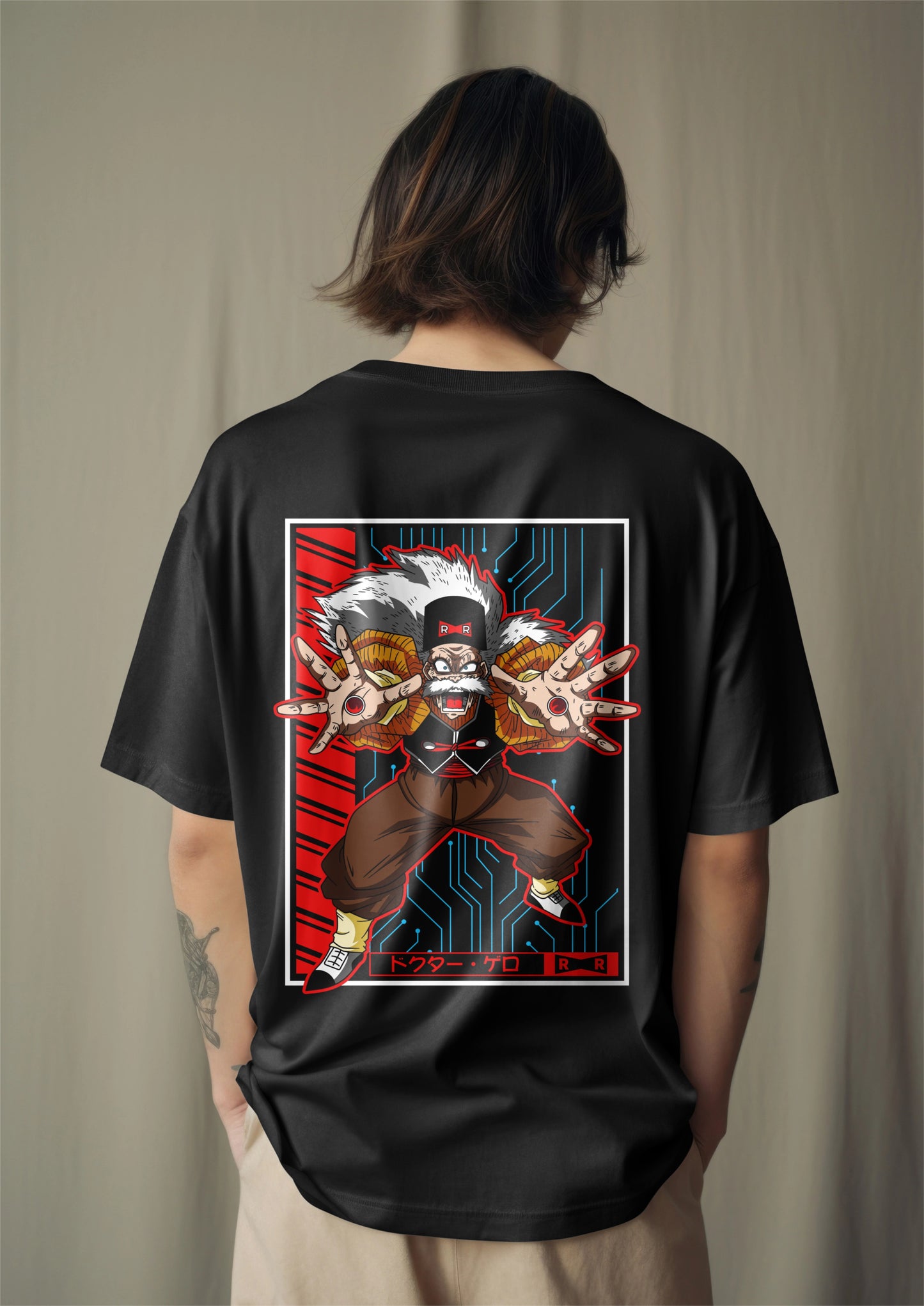 Dragon Ball Z Dr. Gero Android Creator Printed Oversized T-shirt