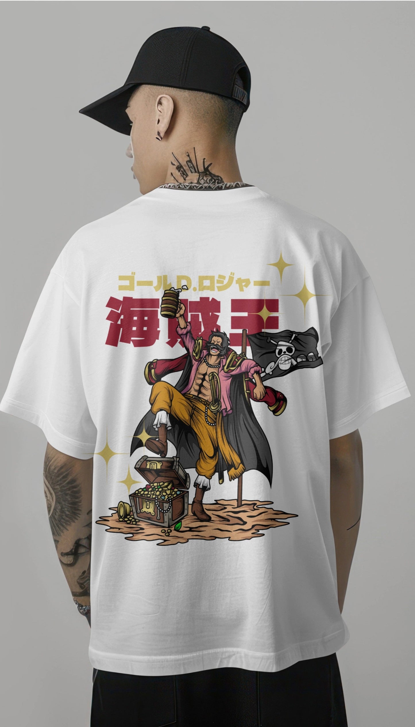 One Piece Gol D. Roger Pirate King Graphic Printed Oversized T-shirt Harble Outfits
