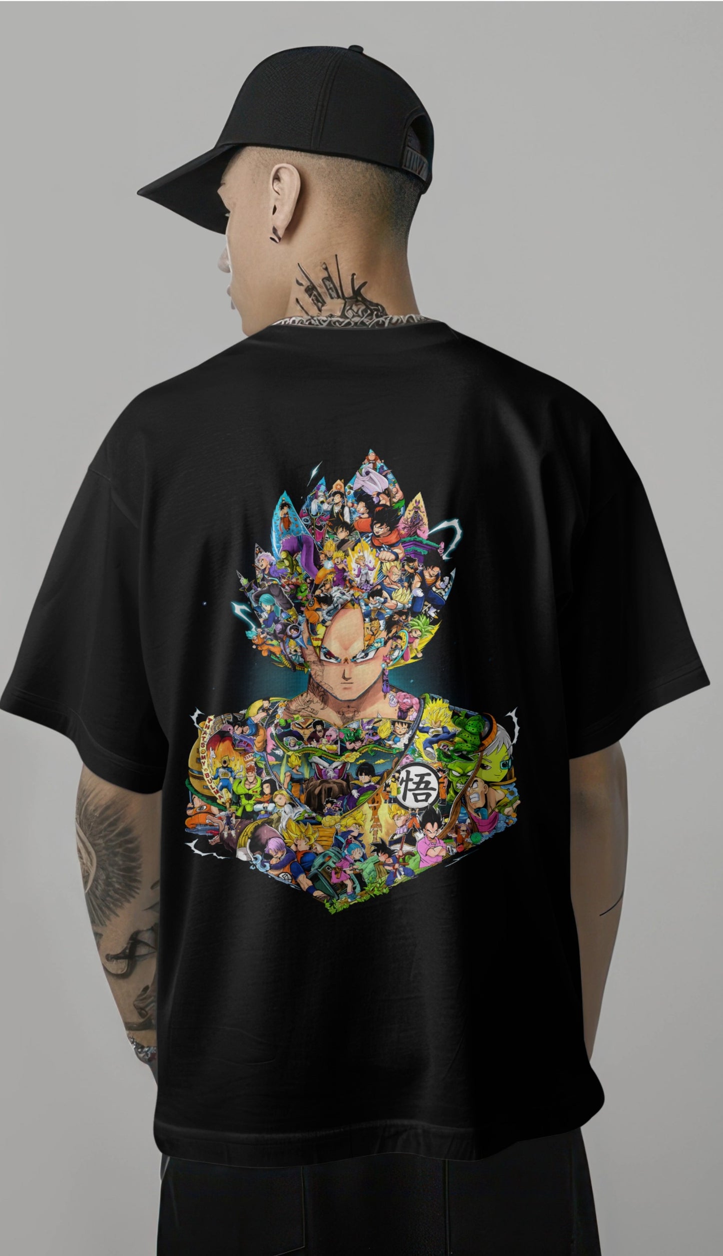 Goku - Super Saiyan Legacy Collage Graphic Printed Oversized T-shirt