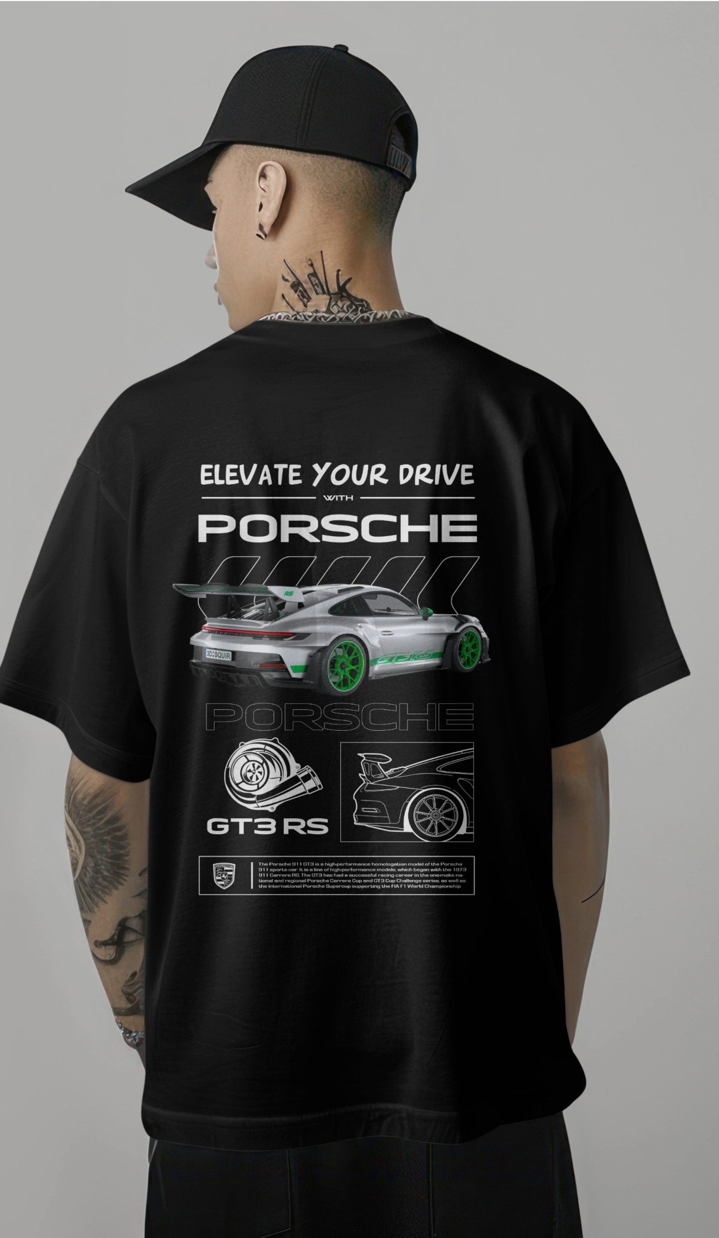 Porsche GT3 RS Graphic Printed Oversized T-shirt - Elevate Your Drive Edition Harble Outfits