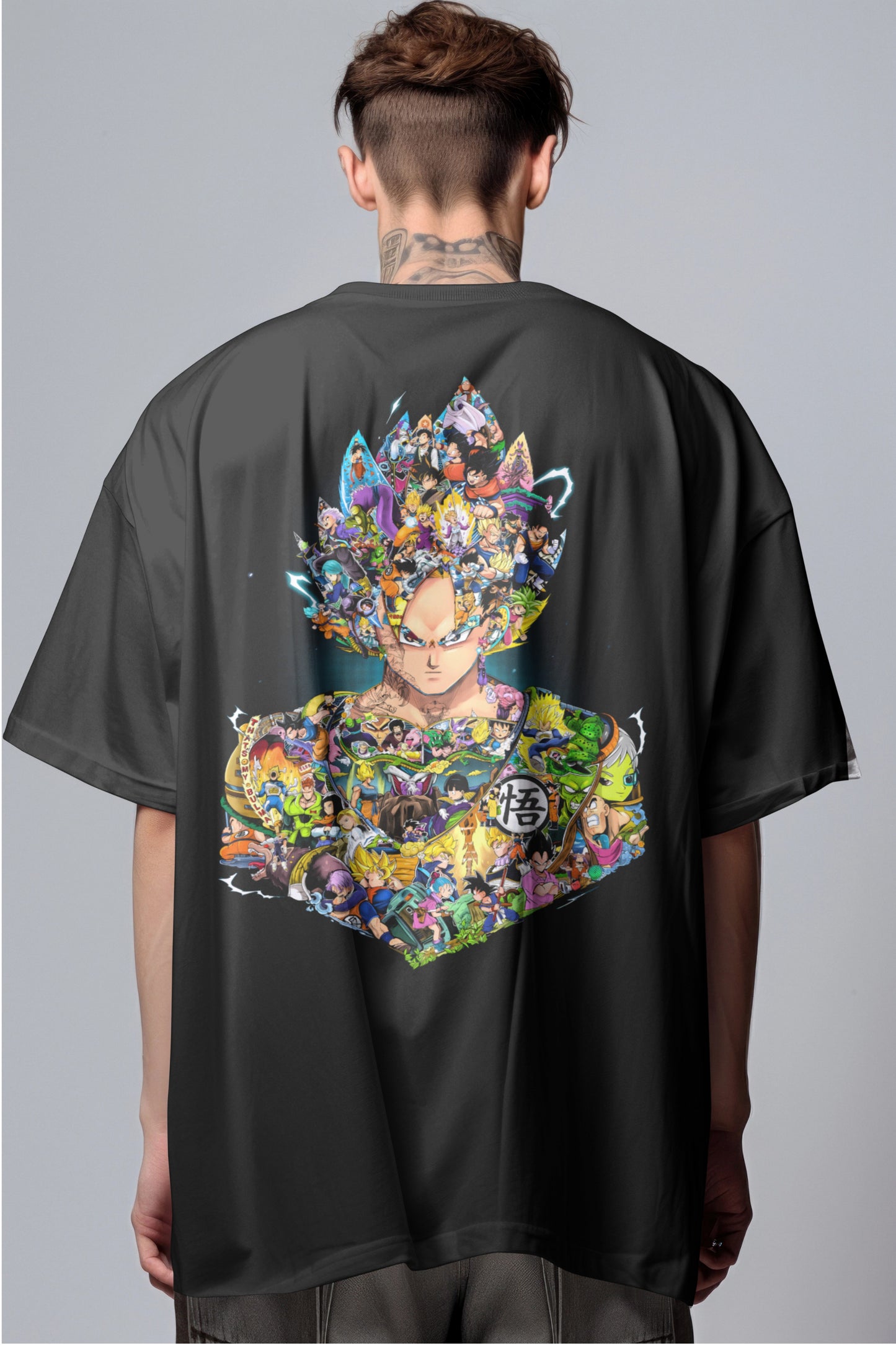 Goku - Super Saiyan Legacy Collage Graphic Printed Oversized T-shirt