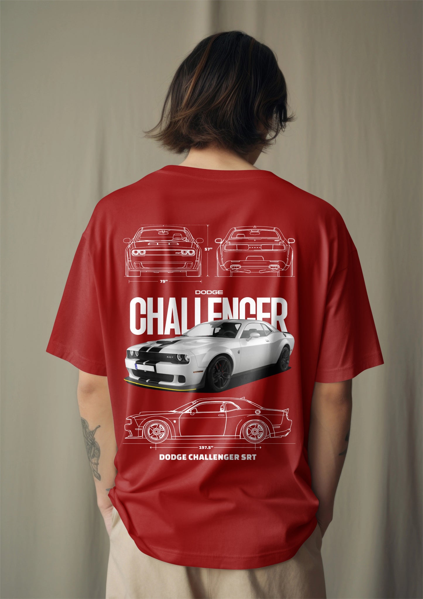 Dodge Challenger SRT Graphic Printed Oversized T-shirt Harble Outfits