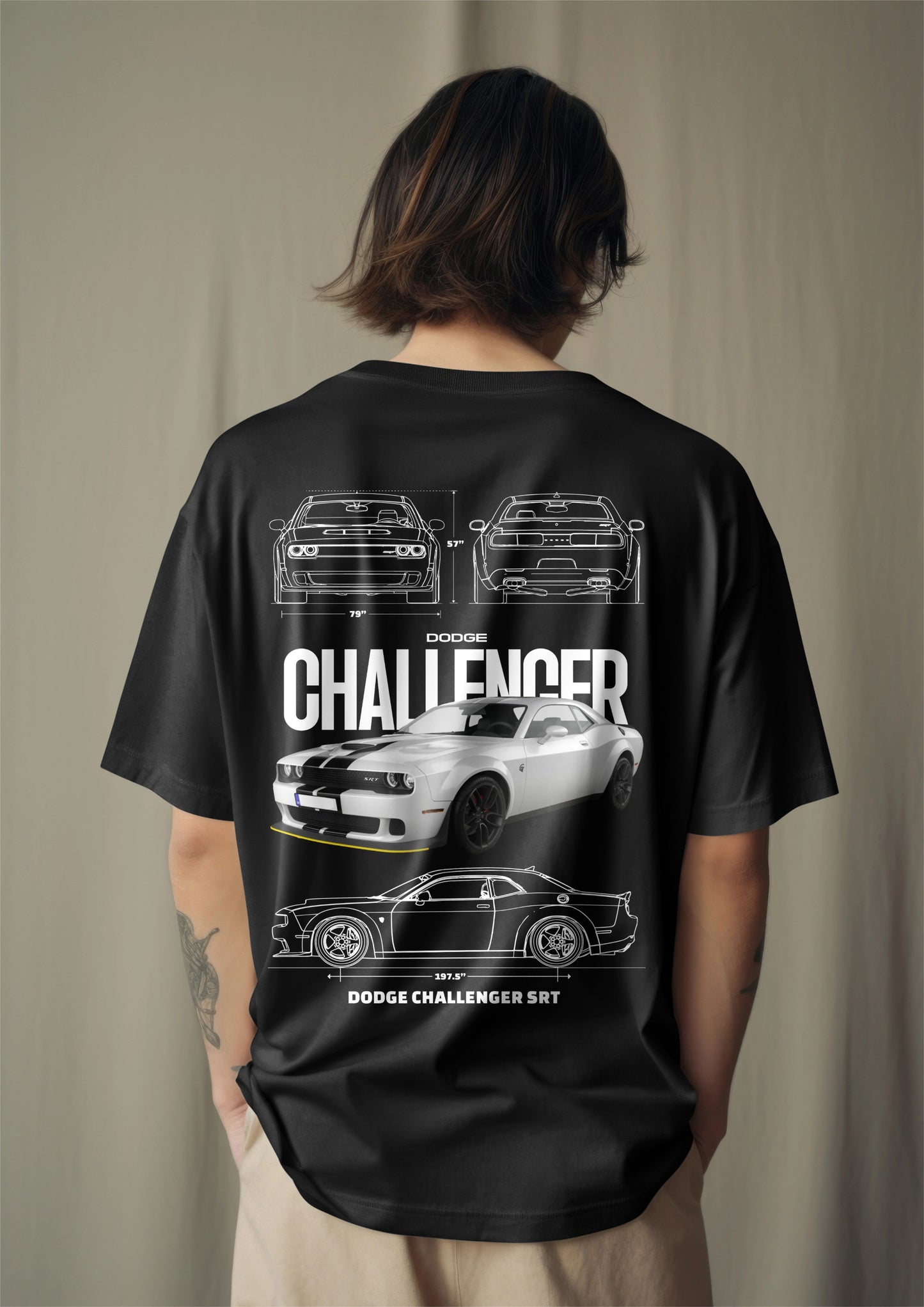 Dodge Challenger SRT Graphic Printed Oversized T-shirt Harble Outfits