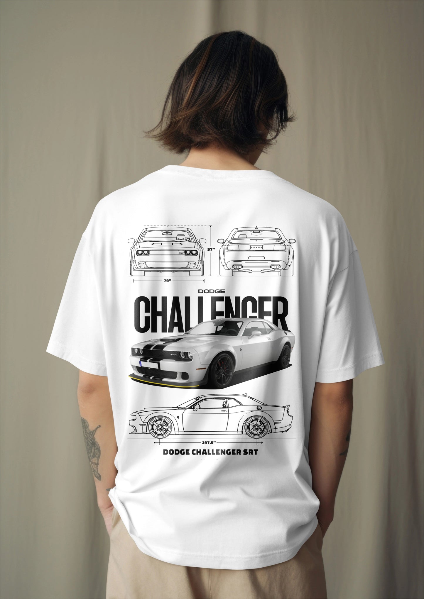 Dodge Challenger SRT Graphic Printed Oversized T-shirt Harble Outfits