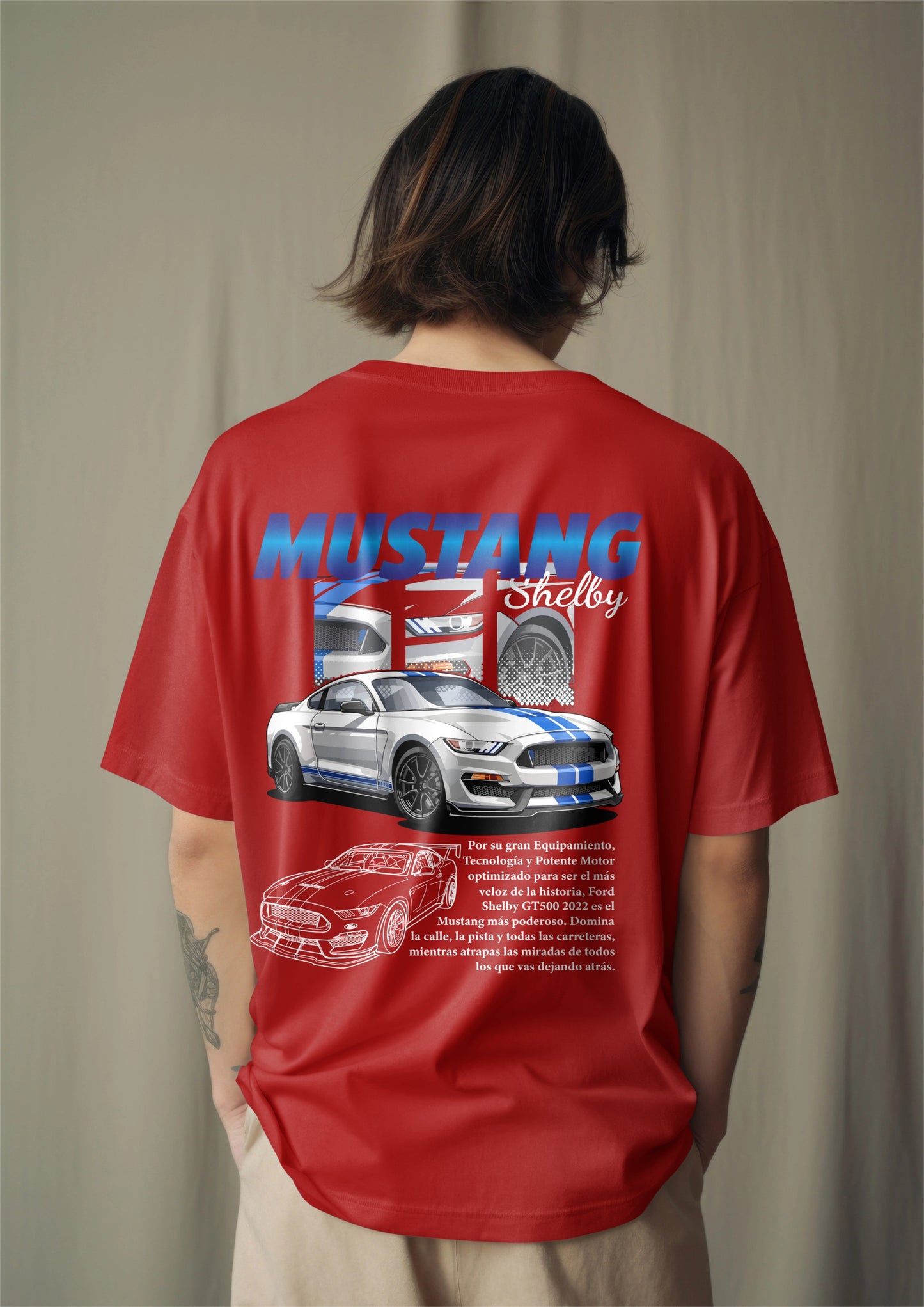 Mustang Shelby GT500 Silver Beast Graphic Printed Oversized T-shirt Harble Outfits