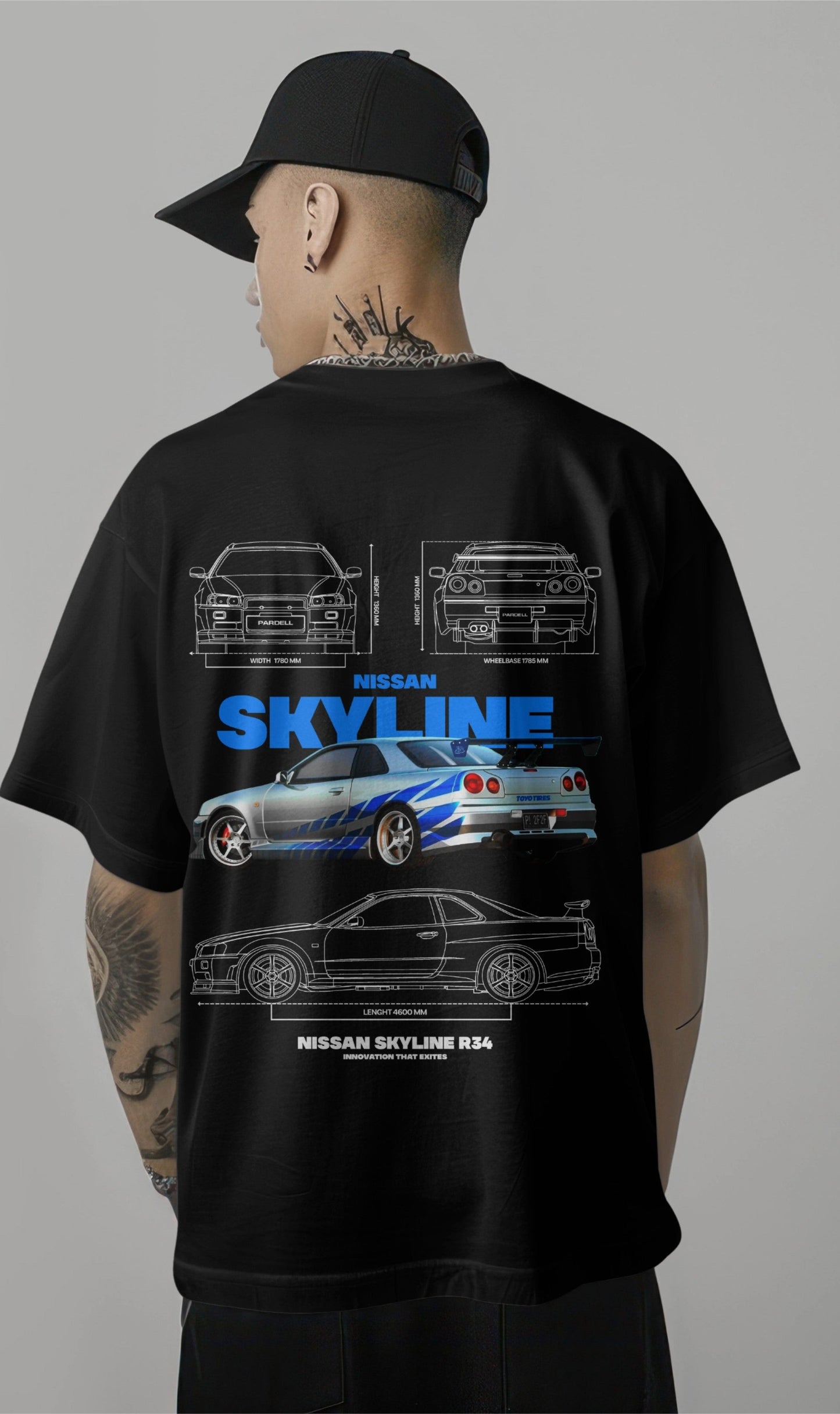 Nissan Skyline R-34 Graphic Printed Oversized T-shirt Harble Outfits