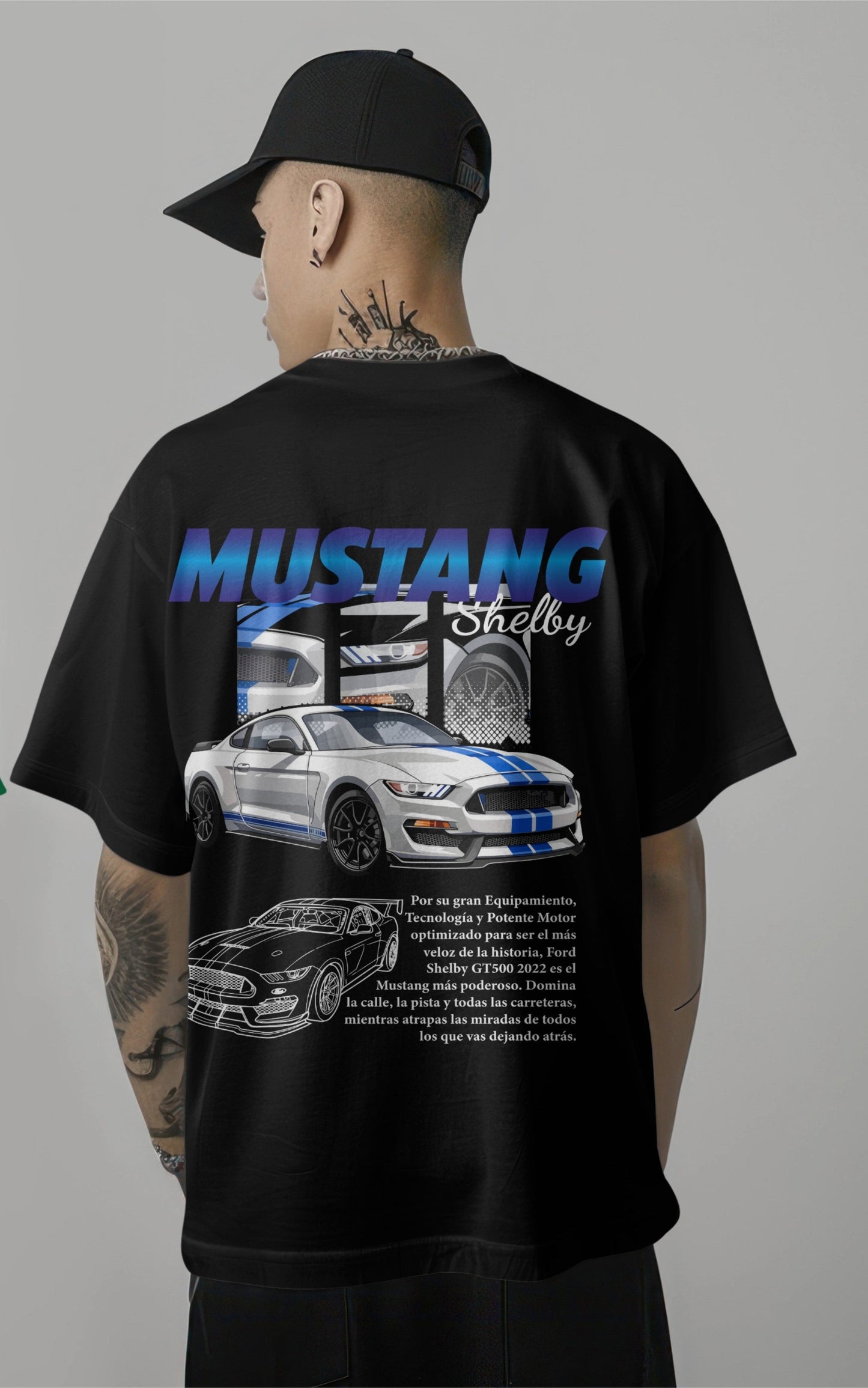 Mustang Shelby GT500 Silver Beast Graphic Printed Oversized T-shirt Harble Outfits