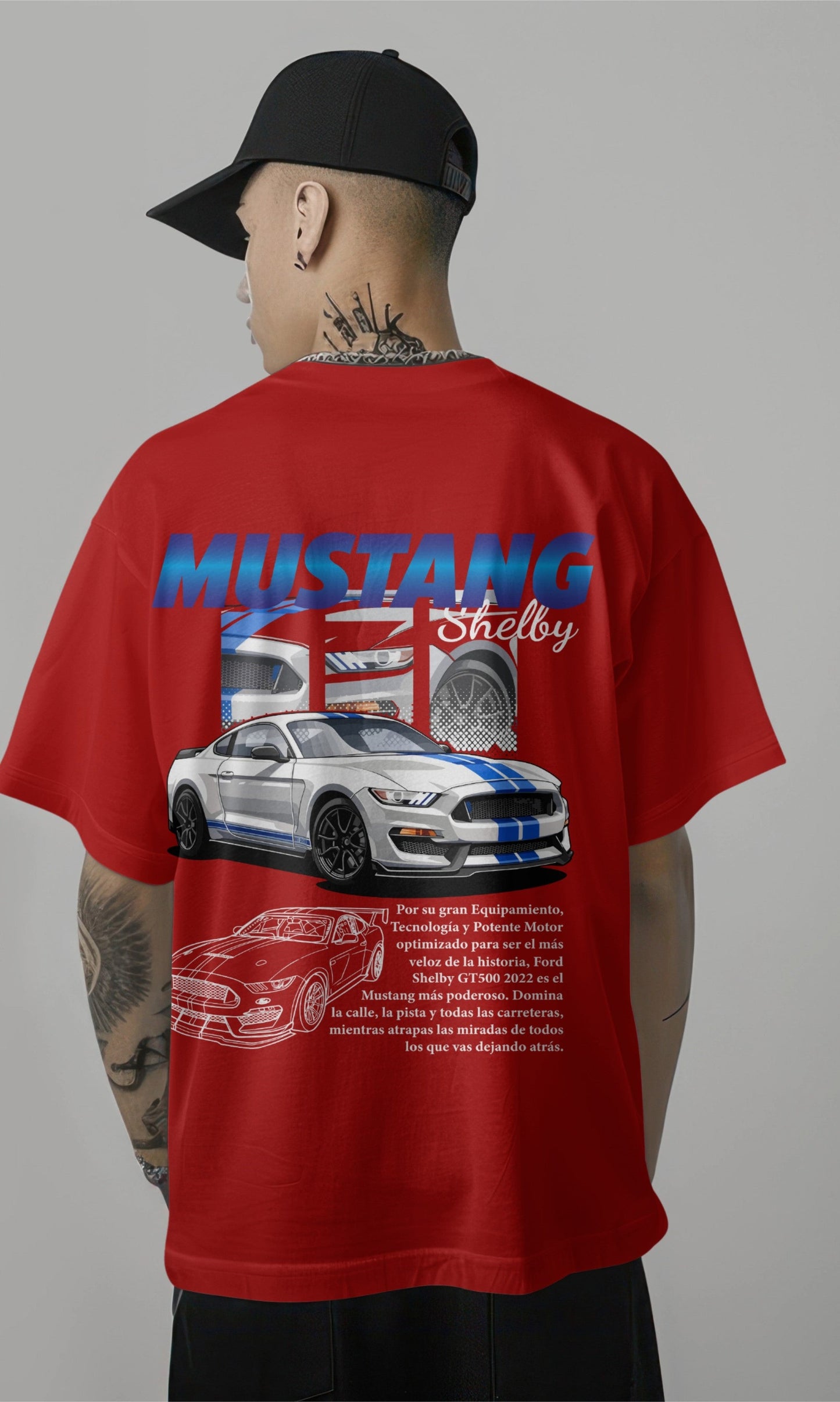 Mustang Shelby GT500 Silver Beast Graphic Printed Oversized T-shirt Harble Outfits