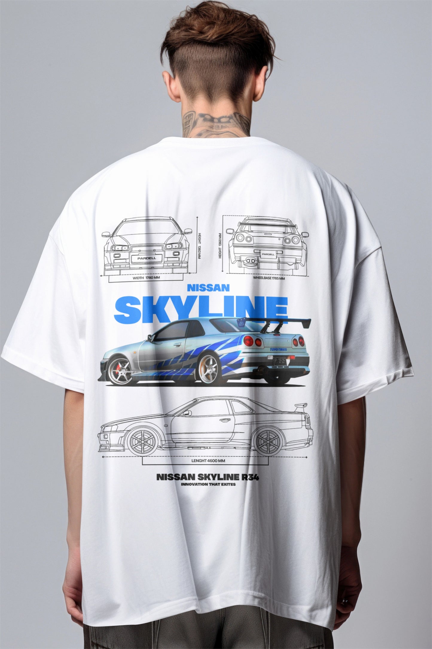 Nissan Skyline R-34 Graphic Printed Oversized T-shirt Harble Outfits