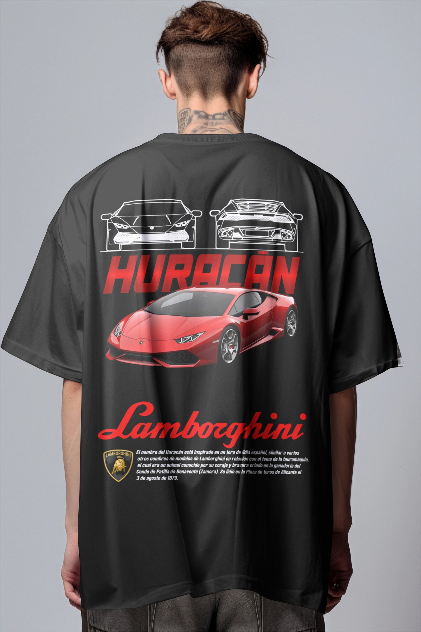 Lamborghini Huracan Red Graphic Printed Oversized T-shirt Harble Outfits