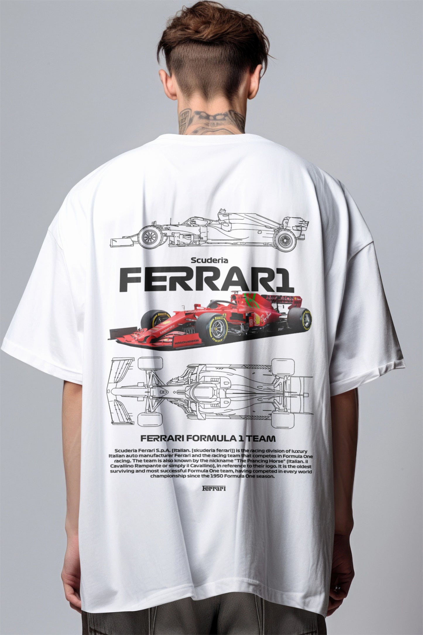 F1 Scuderia Ferrari 1 Printed Oversized T-shirt Harble Outfits