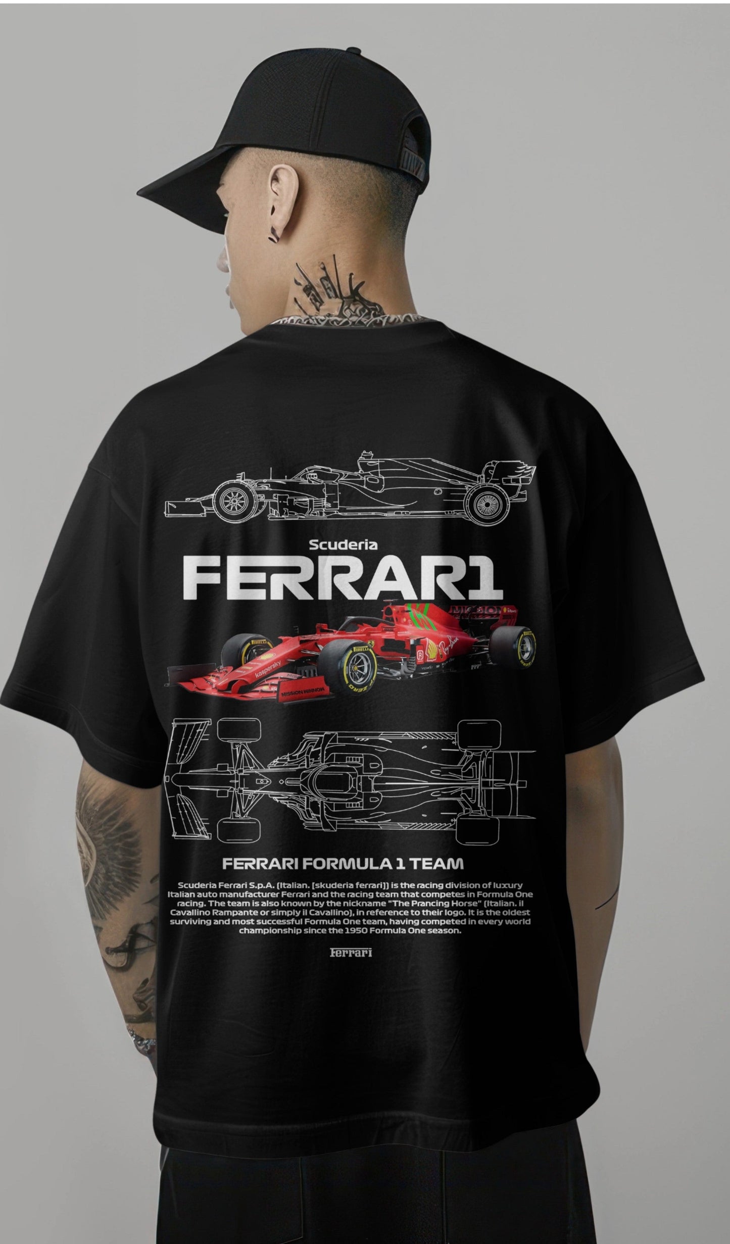 F1 Scuderia Ferrari 1 Printed Oversized T-shirt Harble Outfits