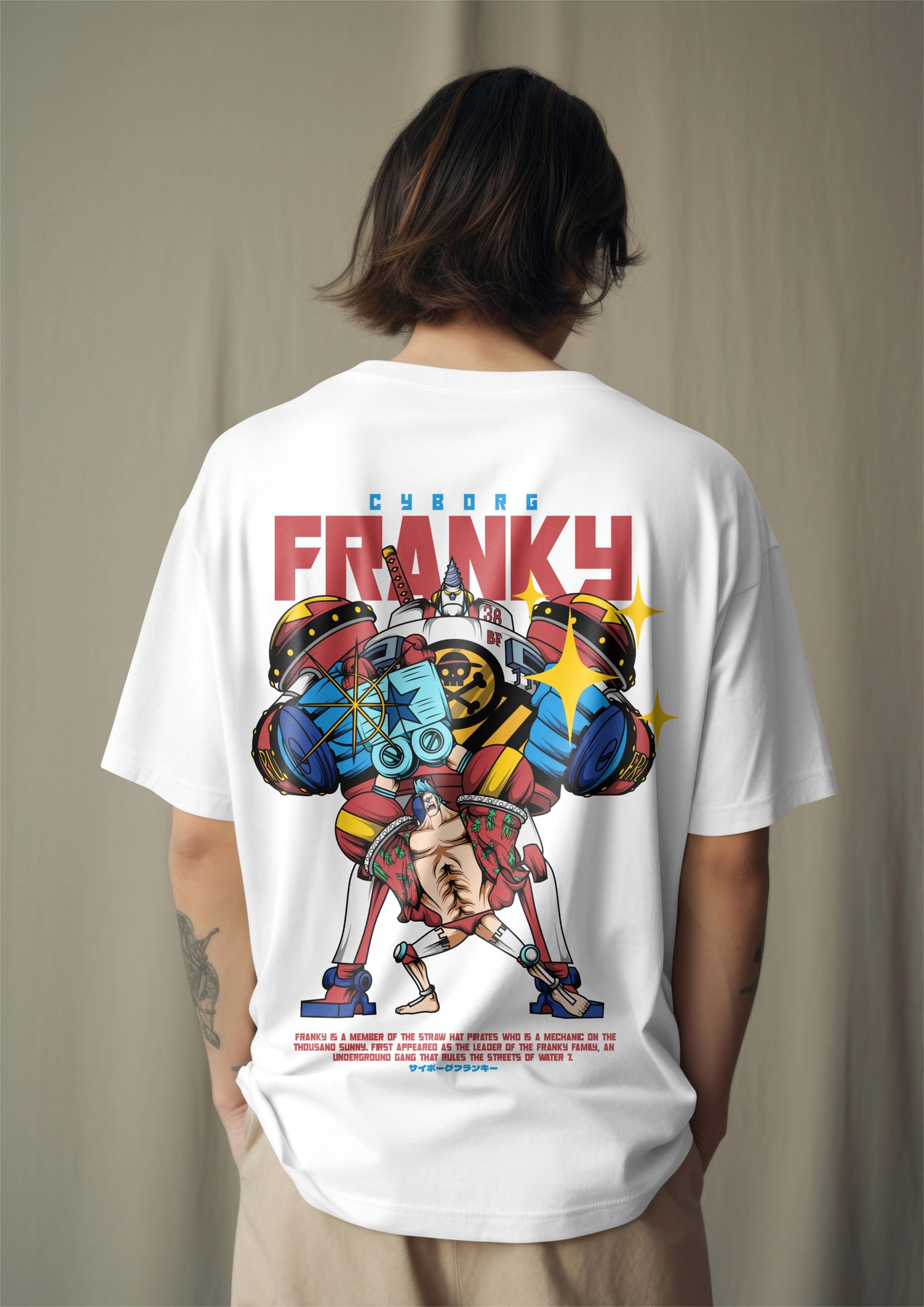 One Piece Cyborg Franky Graphic Printed Oversized T-shirt Harble Outfits