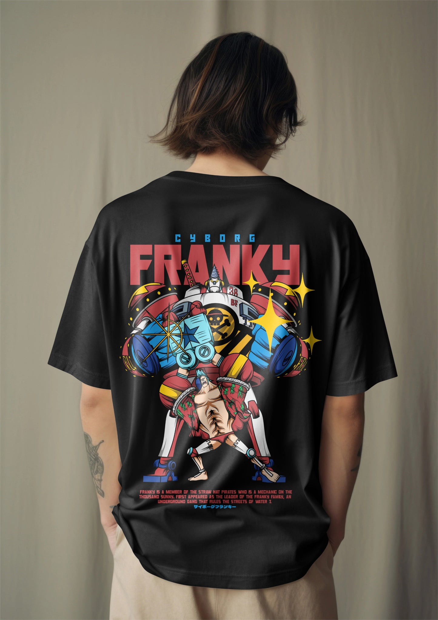 One Piece Cyborg Franky Graphic Printed Oversized T-shirt Harble Outfits