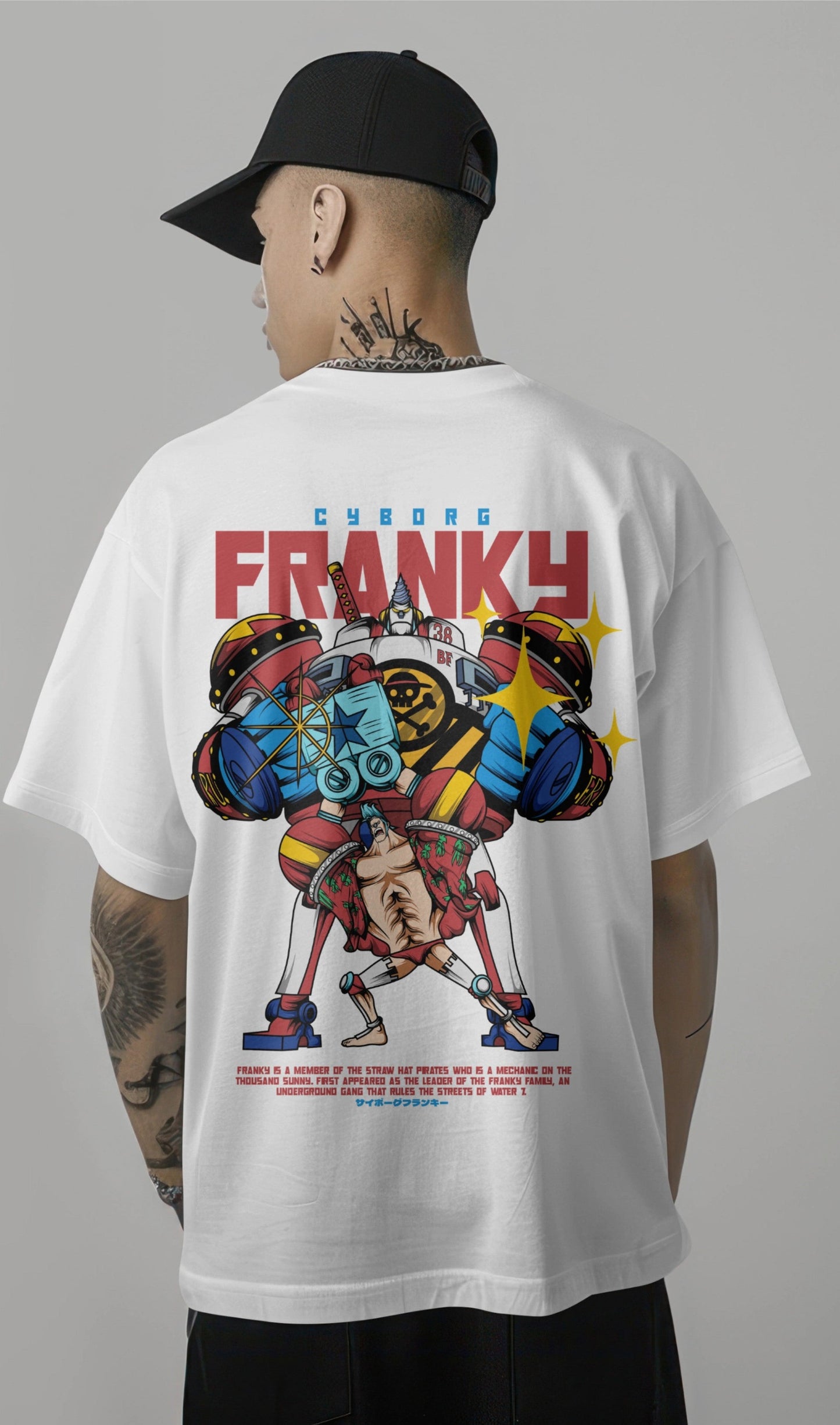 One Piece Cyborg Franky Graphic Printed Oversized T-shirt Harble Outfits