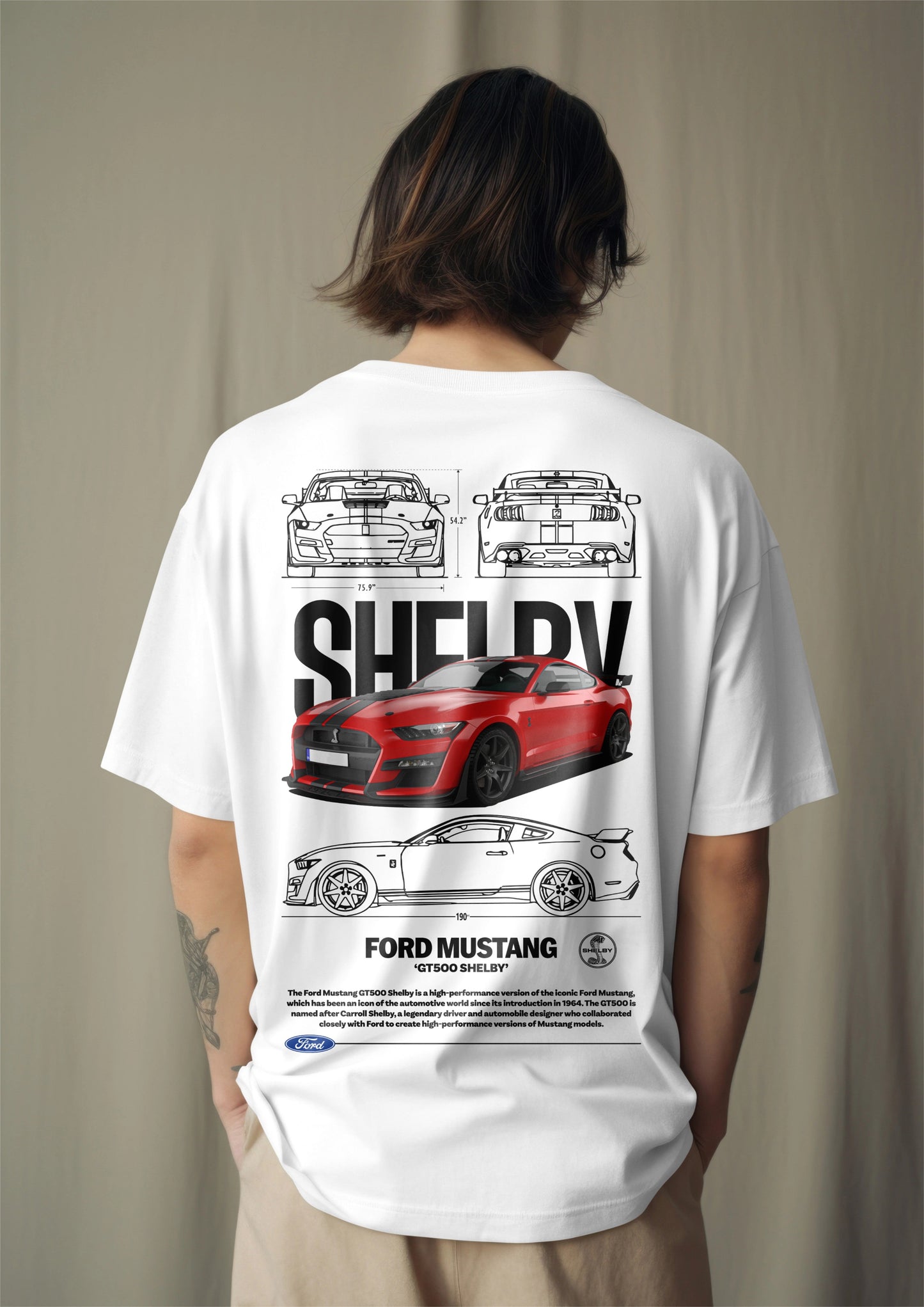 Mustang Shelby GT500 Graphic Printed Oversized T-shirt Harble Outfits