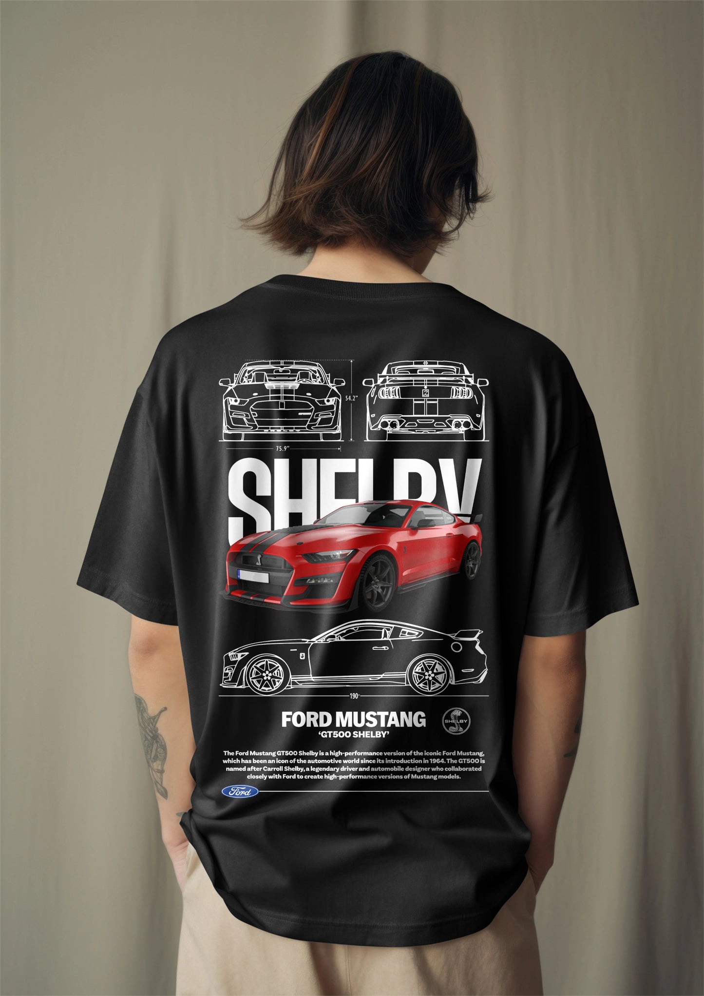 Mustang Shelby GT500 Graphic Printed Oversized T-shirt Harble Outfits