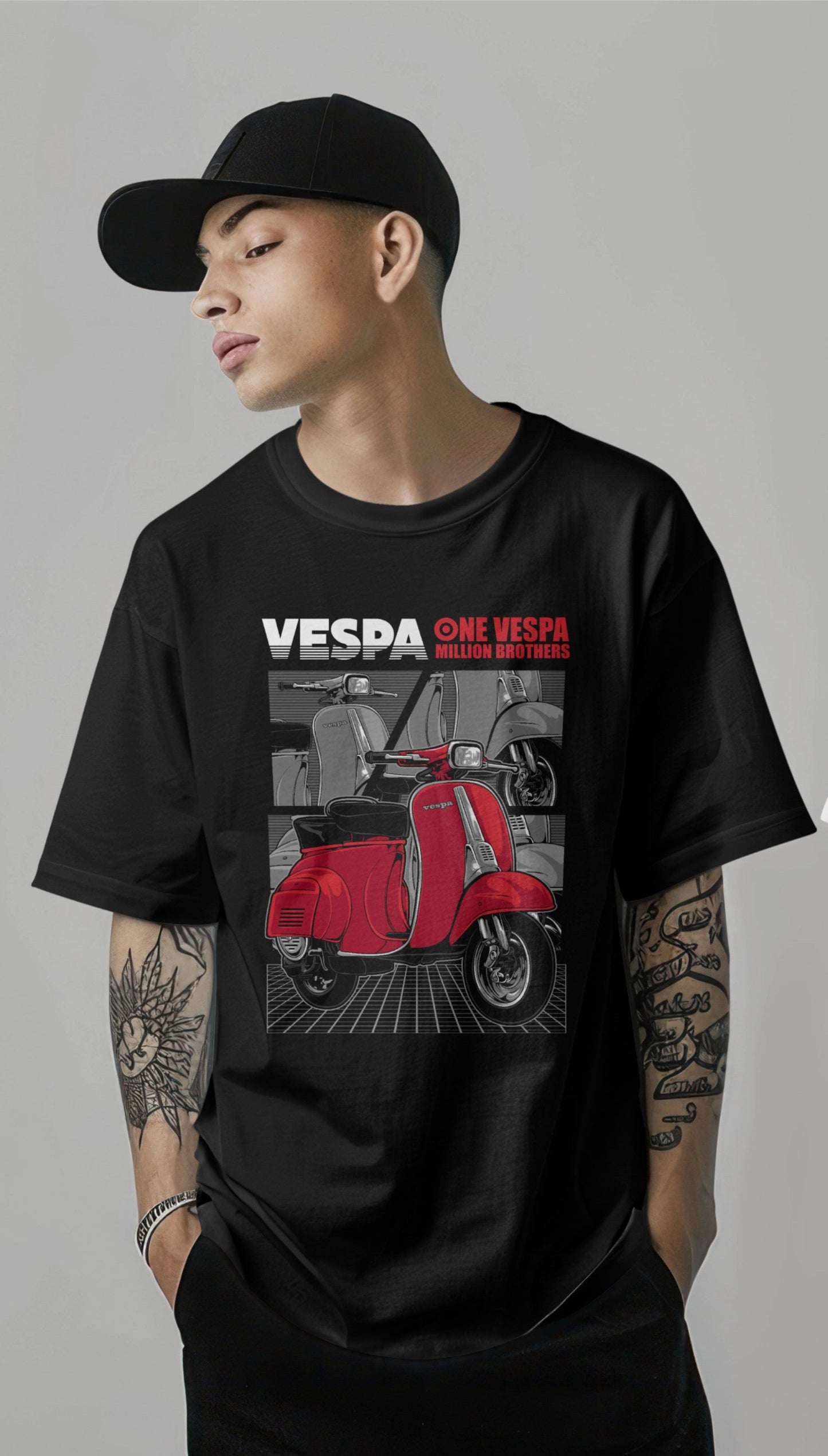 Vespa Brotherhood Graphic Printed Oversized T-shirt Harble Outfits