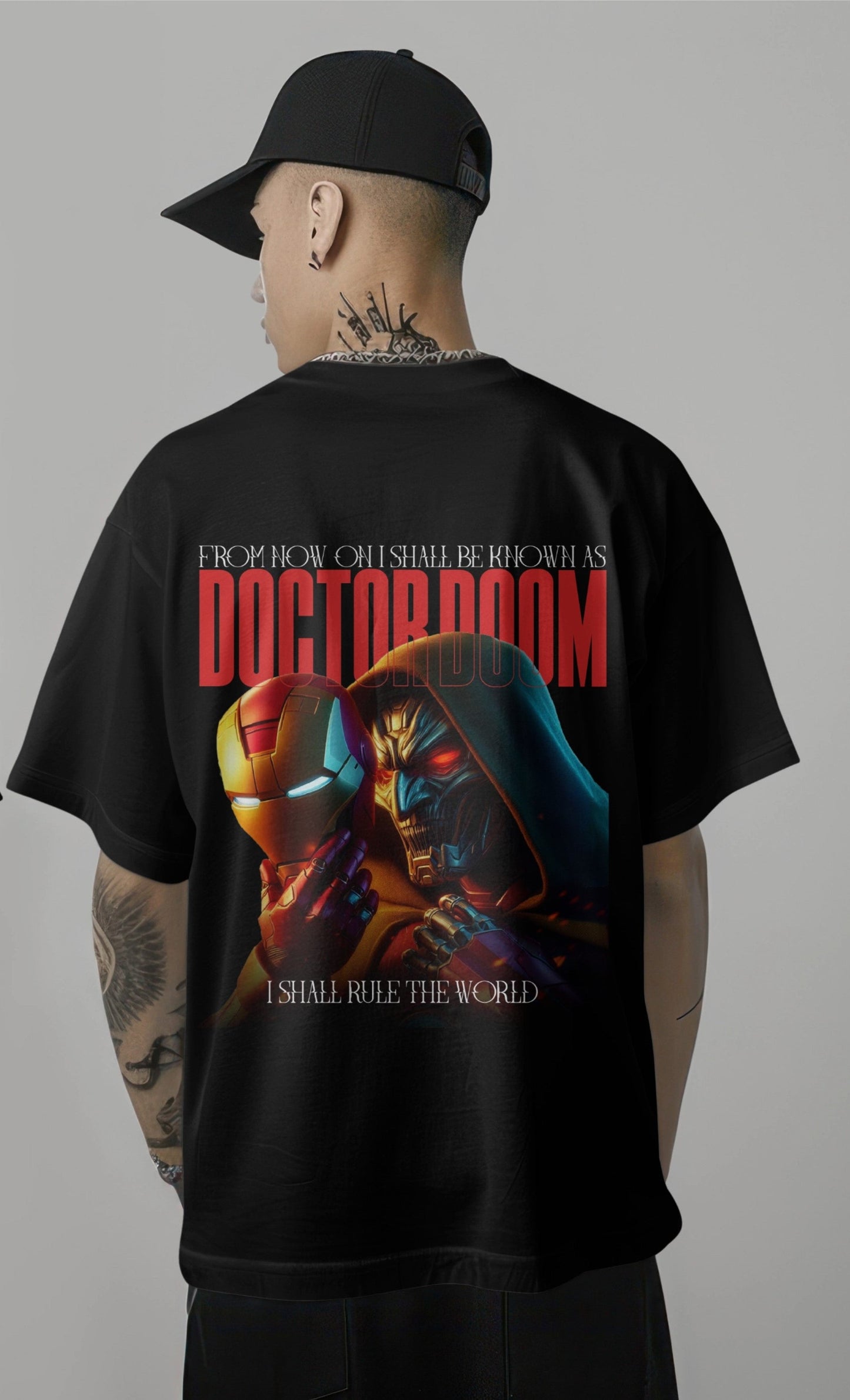 Tony Stark Masks Dr.Doom Graphic Printed Oversized T-Shirt Harble Outfits