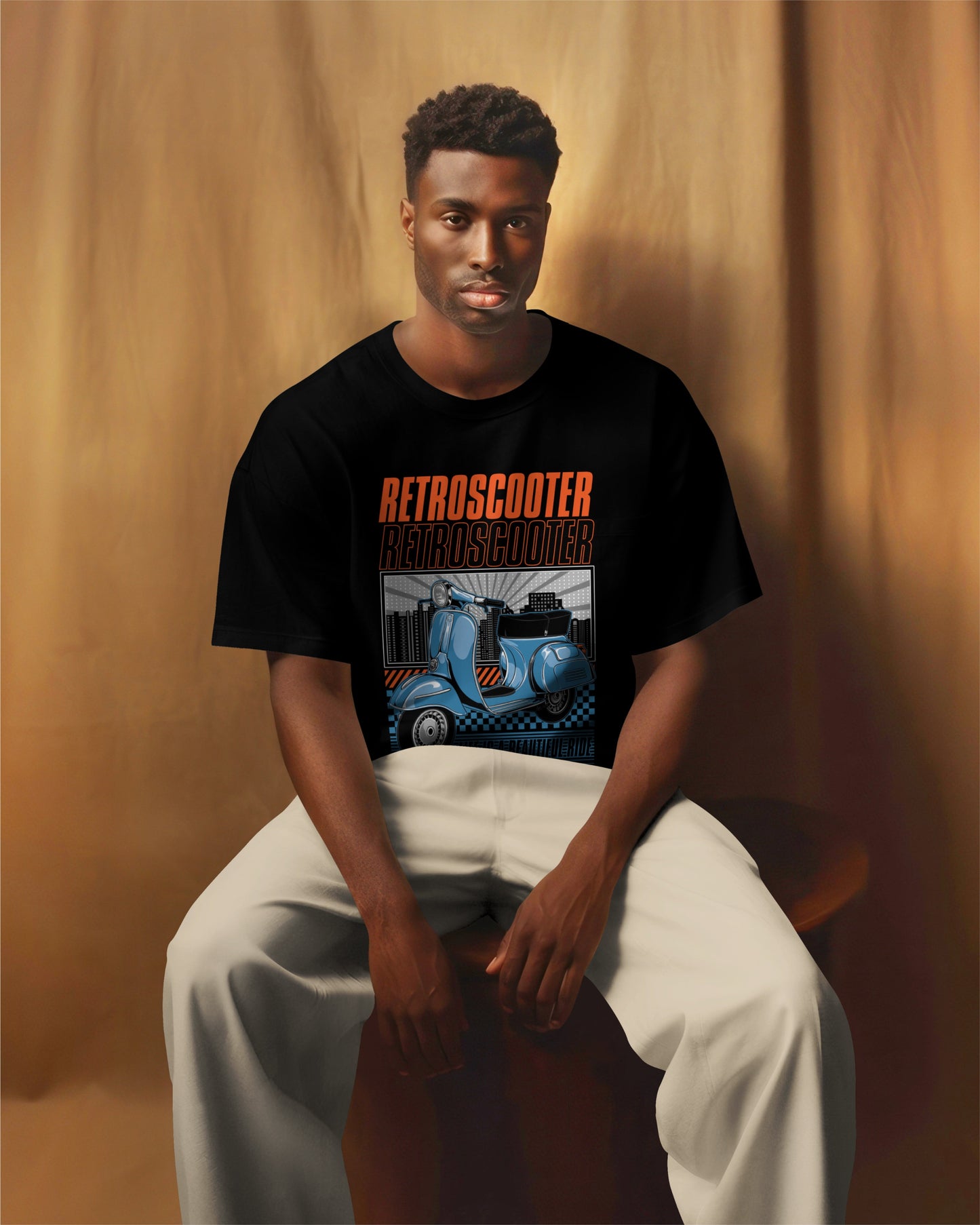 Retro Blue Vespa Graphic Printed Oversized T-shirt - Old But Not Expired Harble Outfits