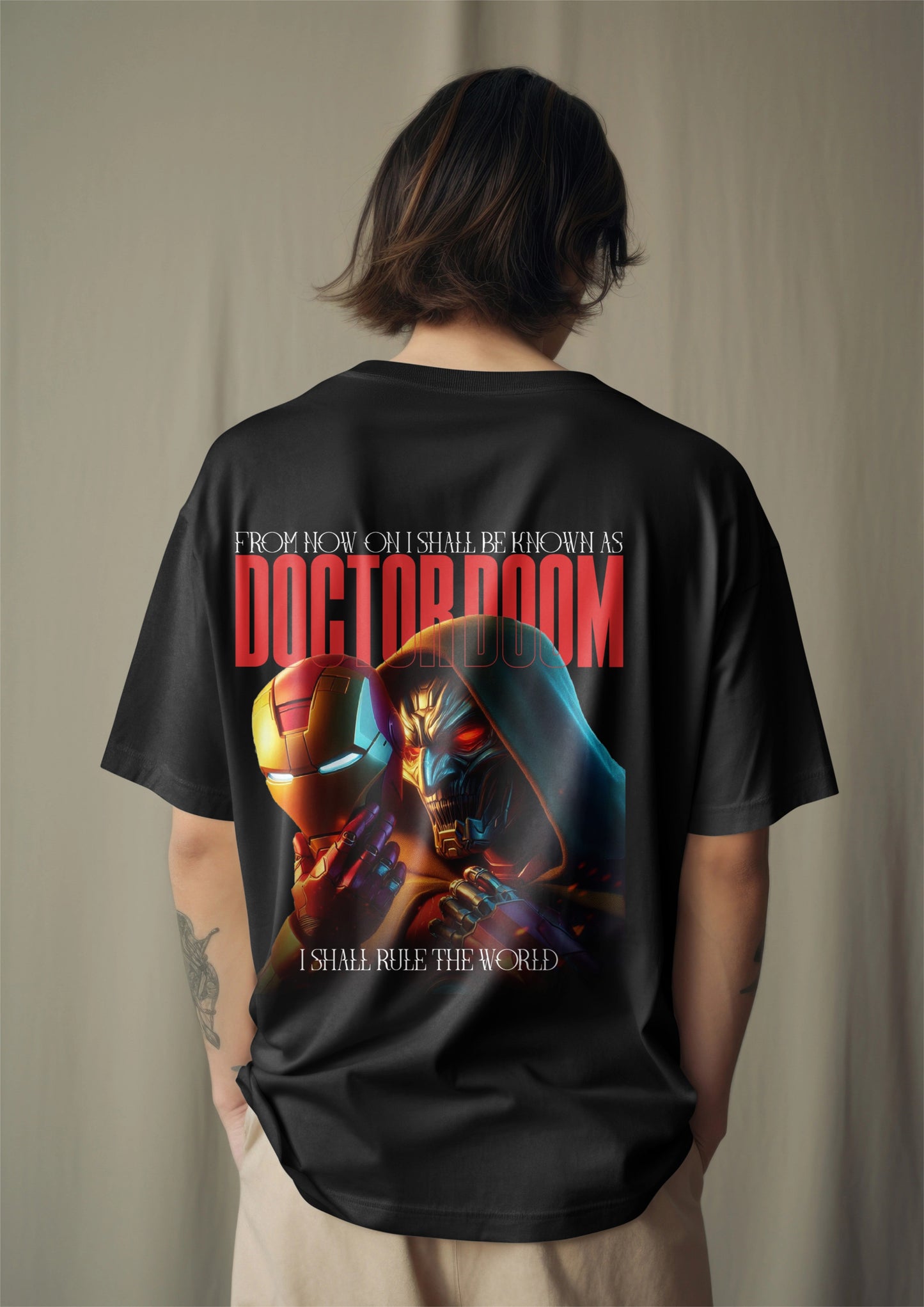 Tony Stark Masks Dr.Doom Graphic Printed Oversized T-Shirt Harble Outfits