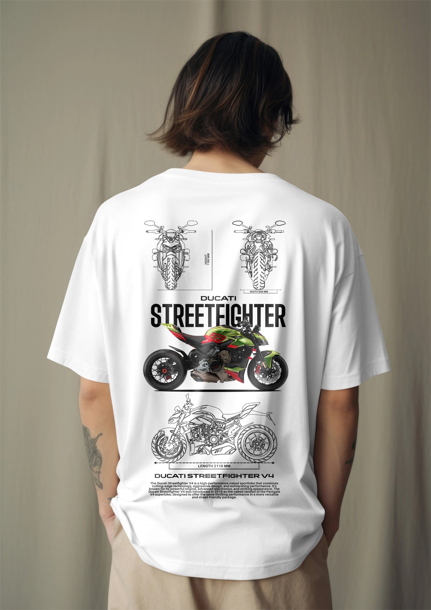 Ducati Street Fighter Graphic Printed Oversized T-shirt Harble Outfits