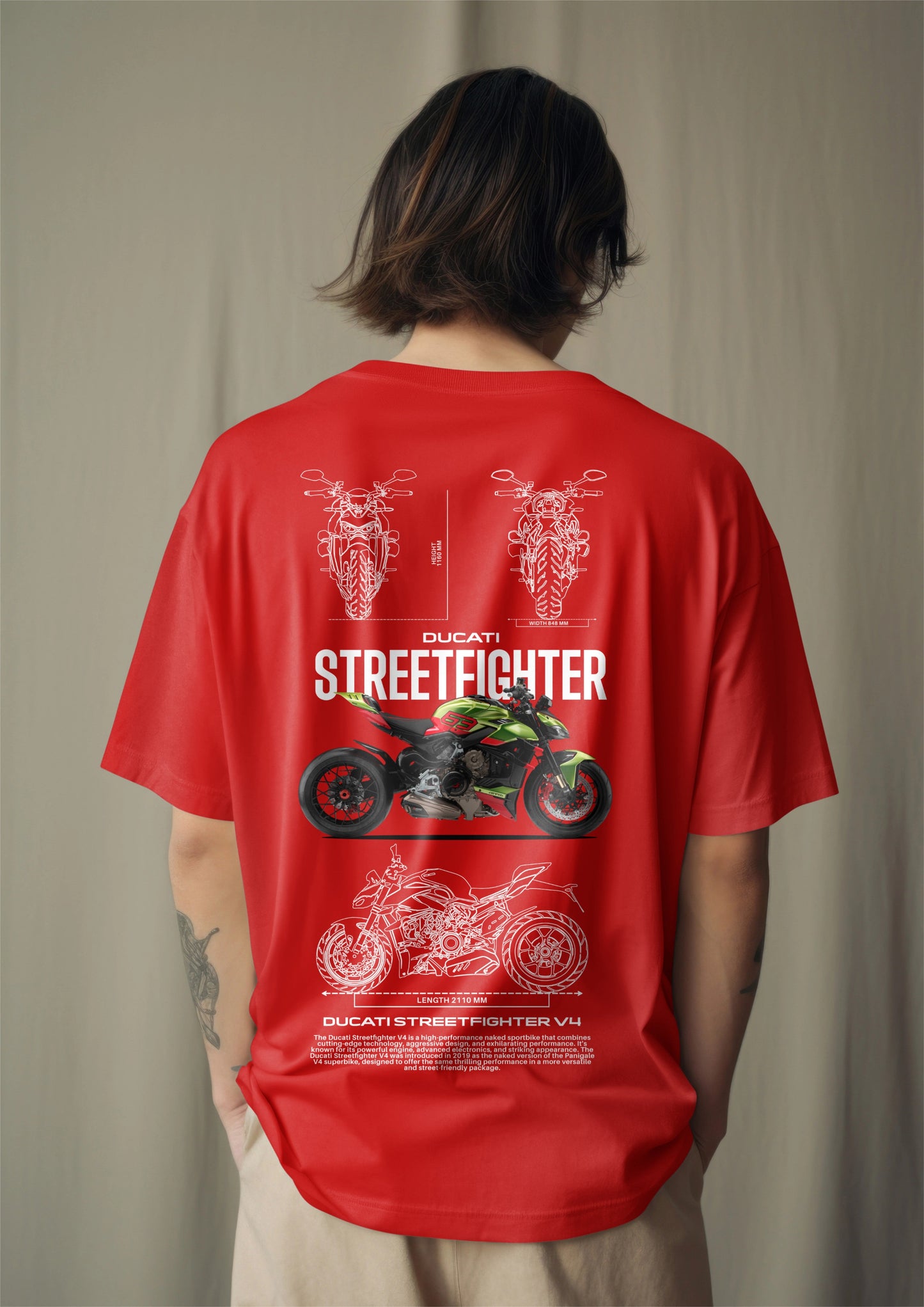 Ducati Street Fighter Graphic Printed Oversized T-shirt Harble Outfits