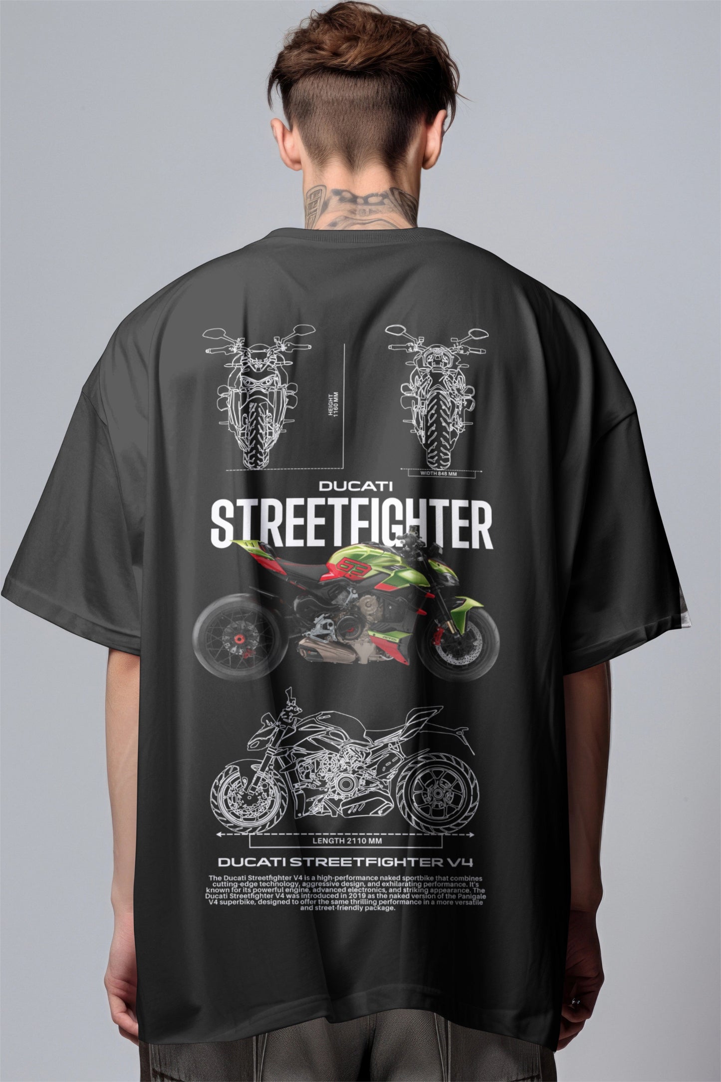 Ducati Street Fighter Graphic Printed Oversized T-shirt Harble Outfits