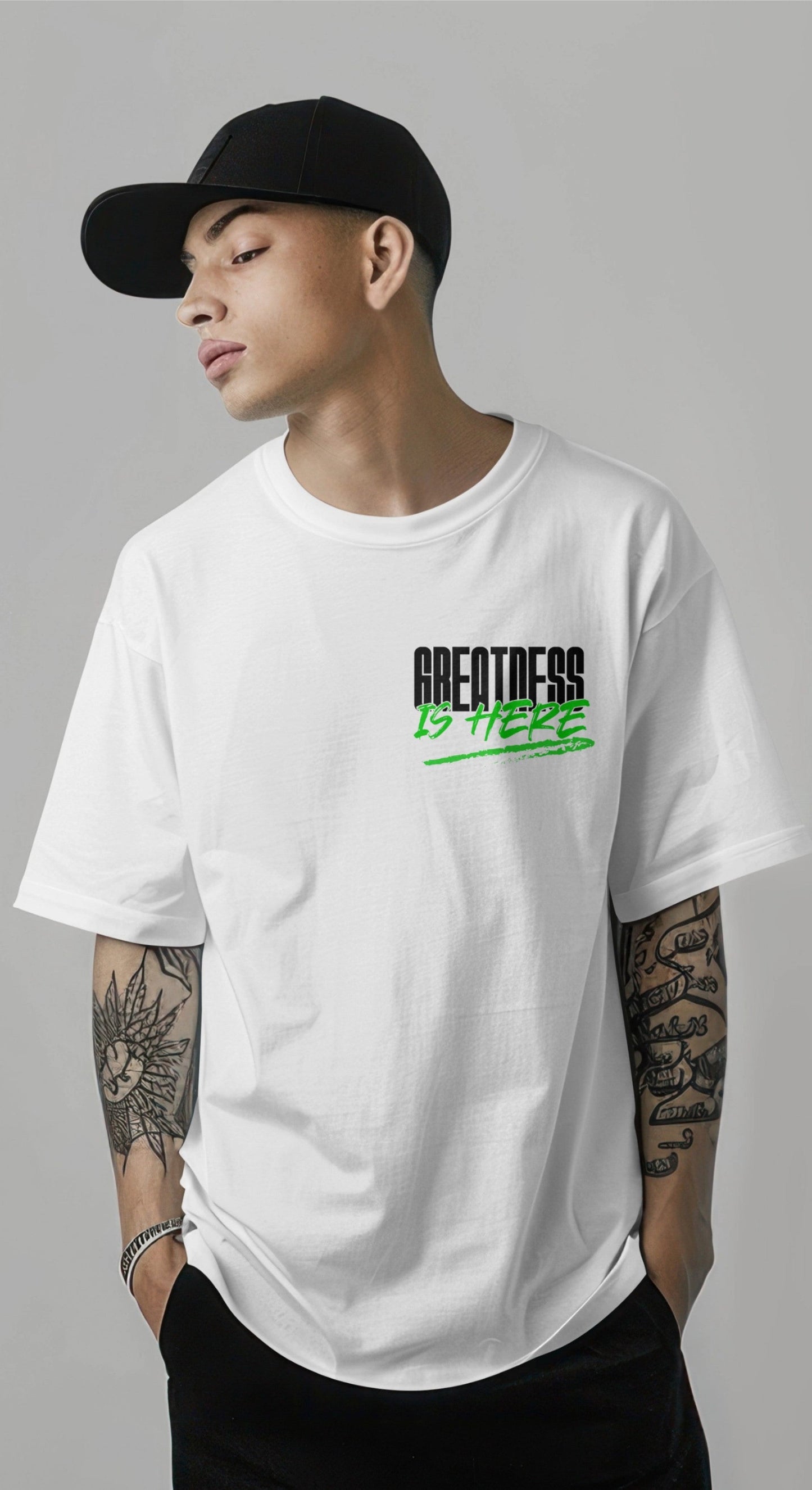 Greatness Printed Oversized T-Shirt Harble Outfits