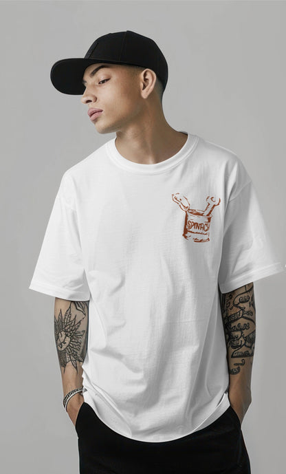 Popeye Graphic Back Print Oversized White T-Shirt Harble Outfits