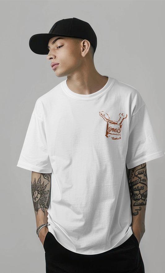 Popeye Graphic Back Print Oversized White T-Shirt Harble Outfits