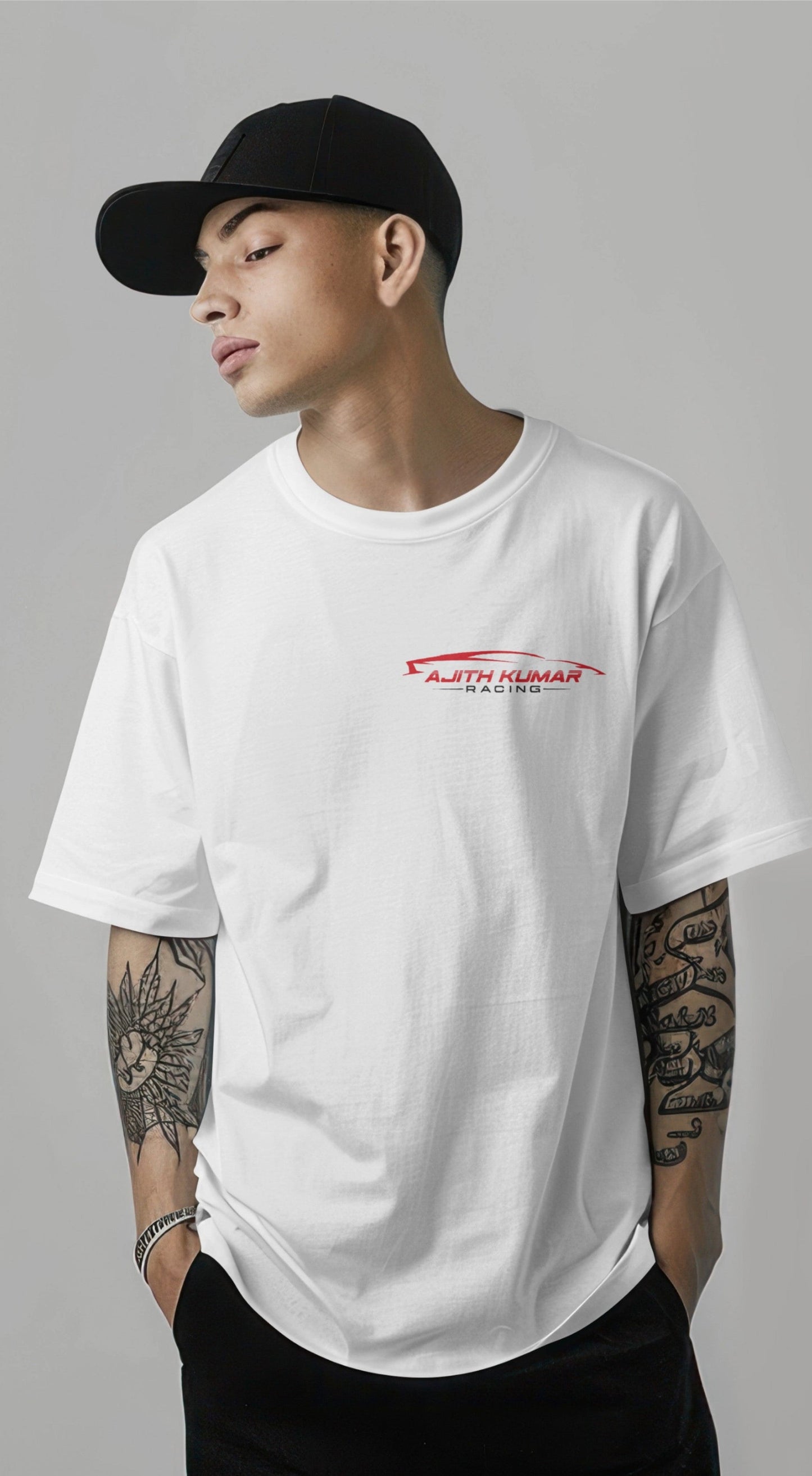 Ajith Kumar Racing Graphic Printed Oversized T-shirt Harble Outfits