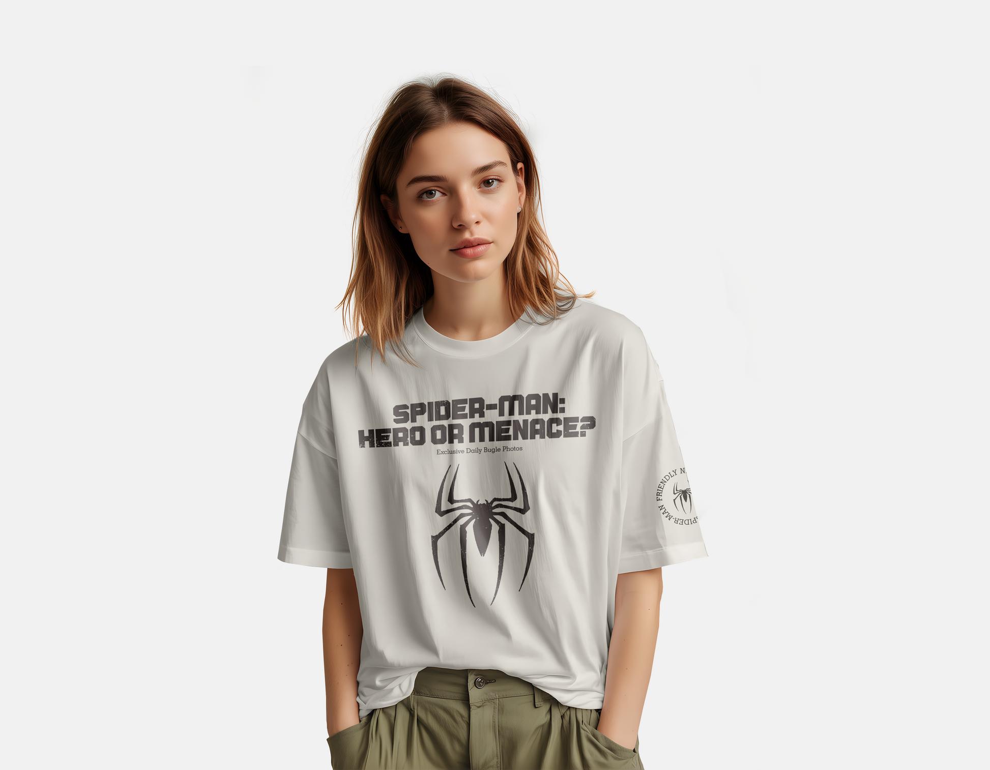 Spiderman Newspaper Printed Oversized T-Shirt Harble Outfits