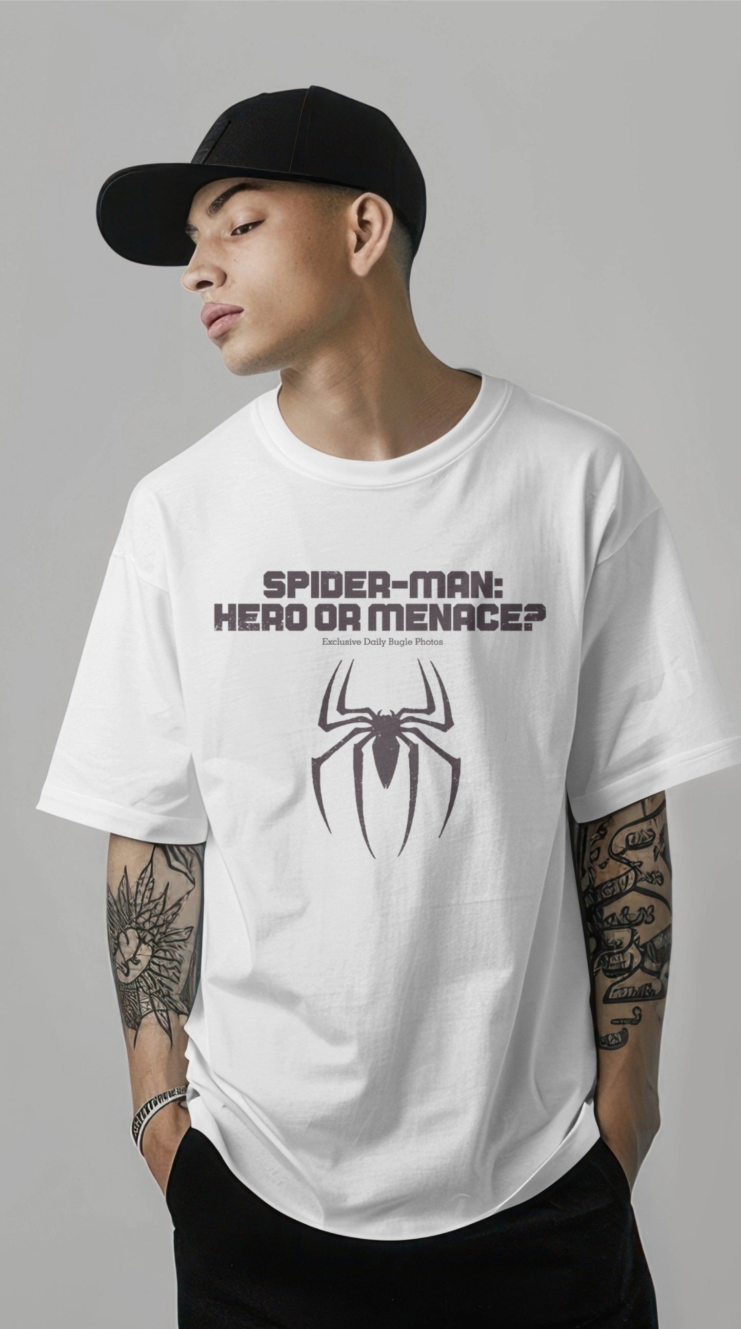 Spiderman Newspaper Printed Oversized T-Shirt Harble Outfits