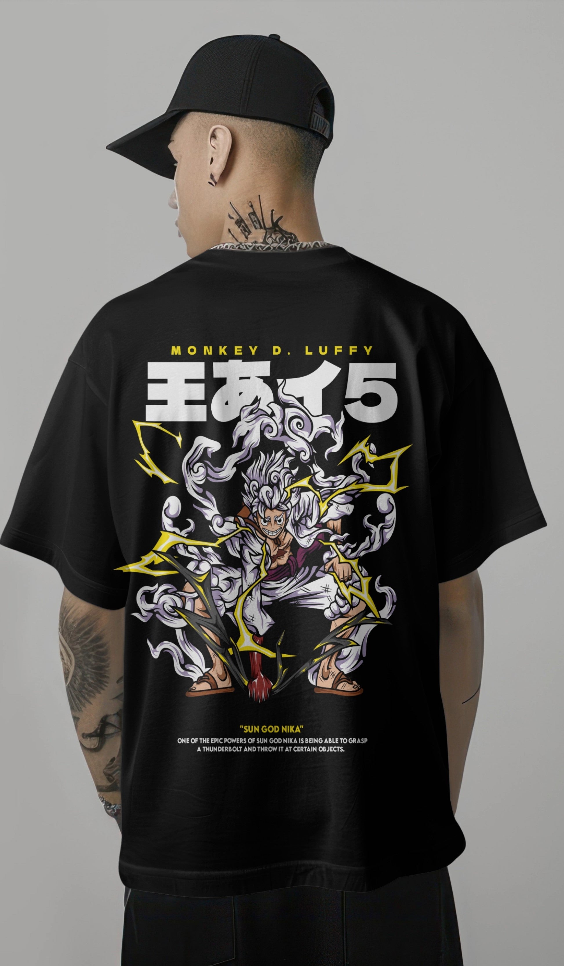 One Piece Luffy Gear 5 Sun God Nika Graphic Printed Oversized T-shirt Harble Outfits