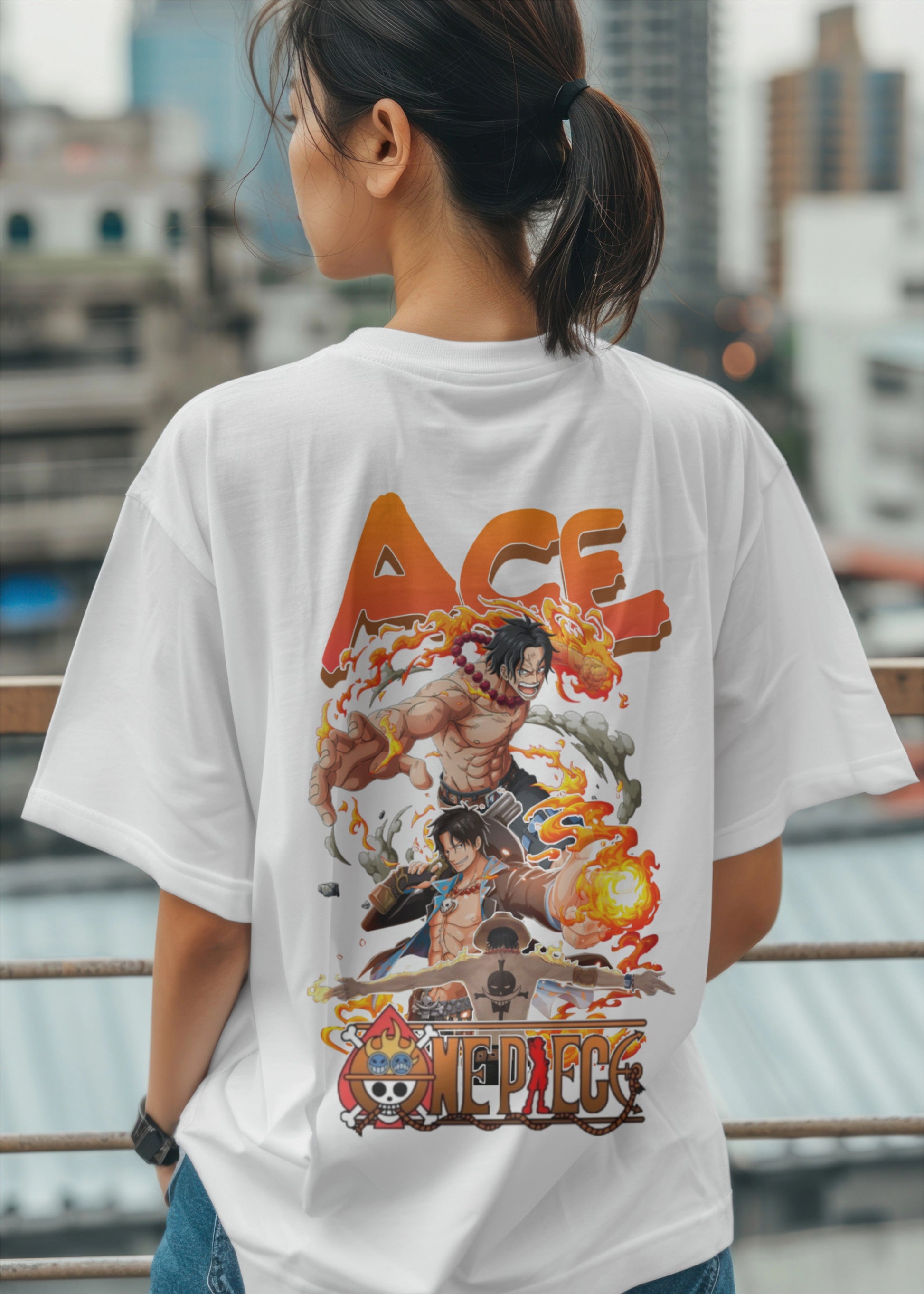 One Piece Ace Graphic Printed Oversized T-shirt Harble Outfits