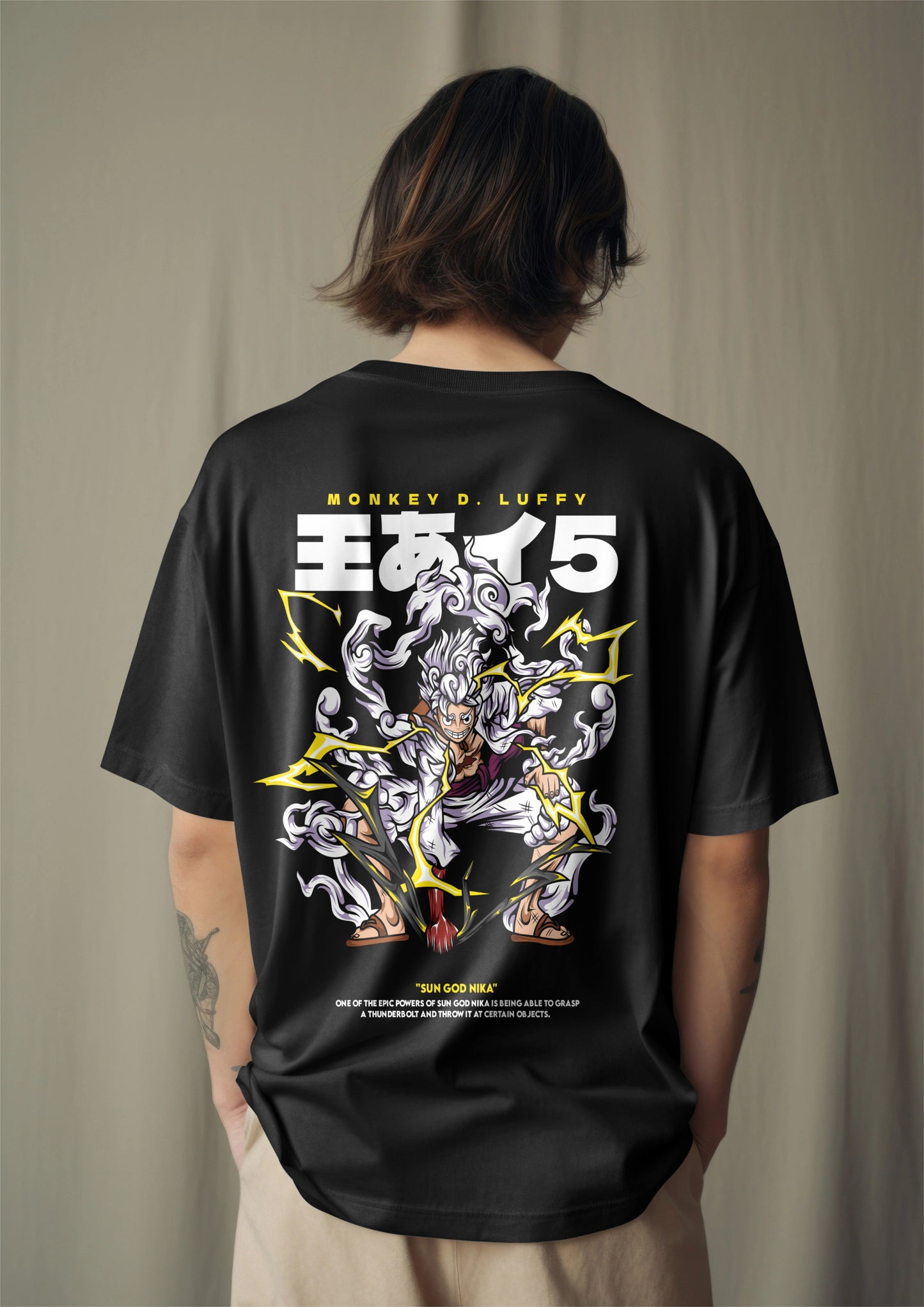One Piece Luffy Gear 5 Sun God Nika Graphic Printed Oversized T-shirt Harble Outfits