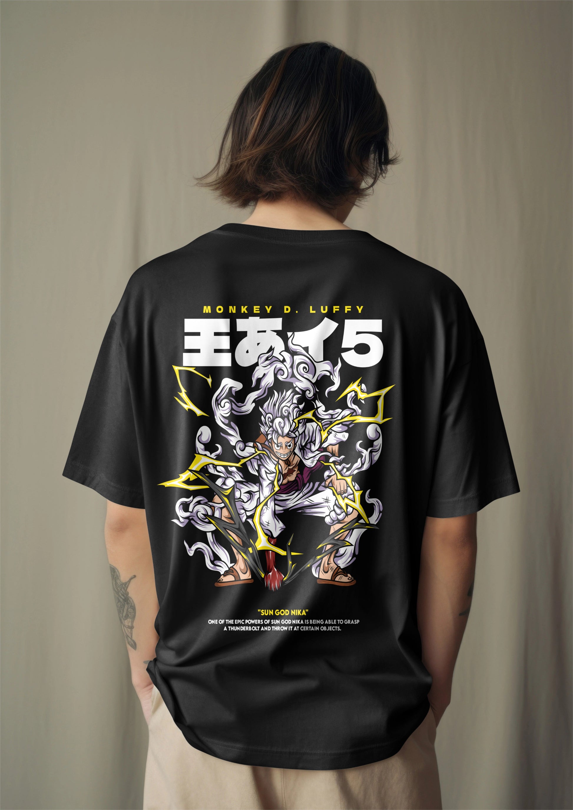 One Piece Luffy Gear 5 Sun God Nika Graphic Printed Oversized T-shirt Harble Outfits