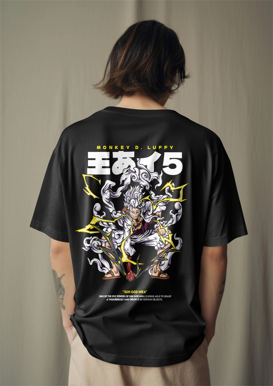 One Piece Luffy Gear 5 Sun God Nika Graphic Printed Oversized T-shirt Harble Outfits