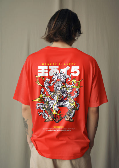 One Piece Luffy Gear 5 Sun God Nika Graphic Printed Oversized T-shirt Harble Outfits