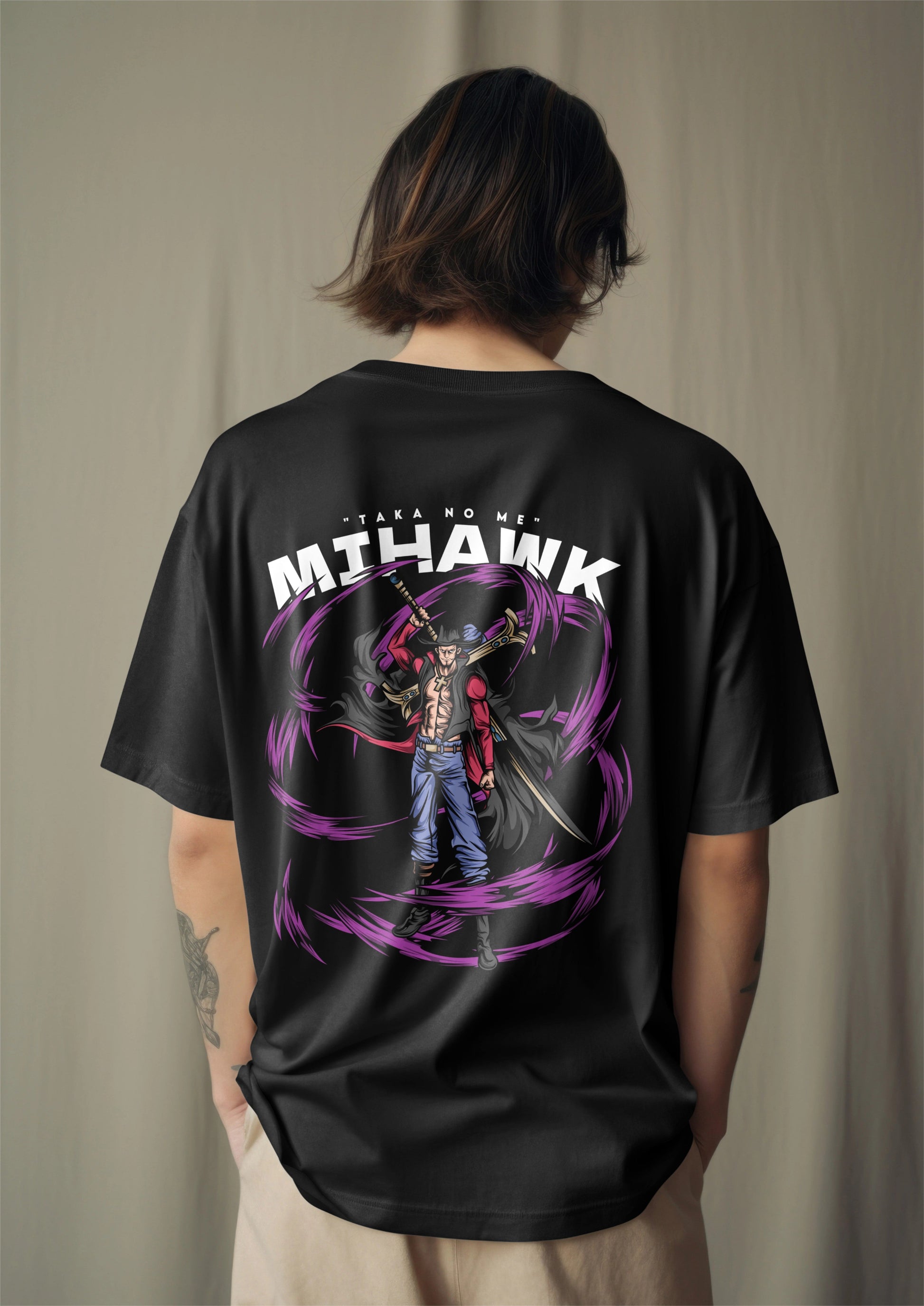 One Piece Dracule Mihawk Hawk Eyes Graphic Printed Oversized T-shirt Harble Outfits