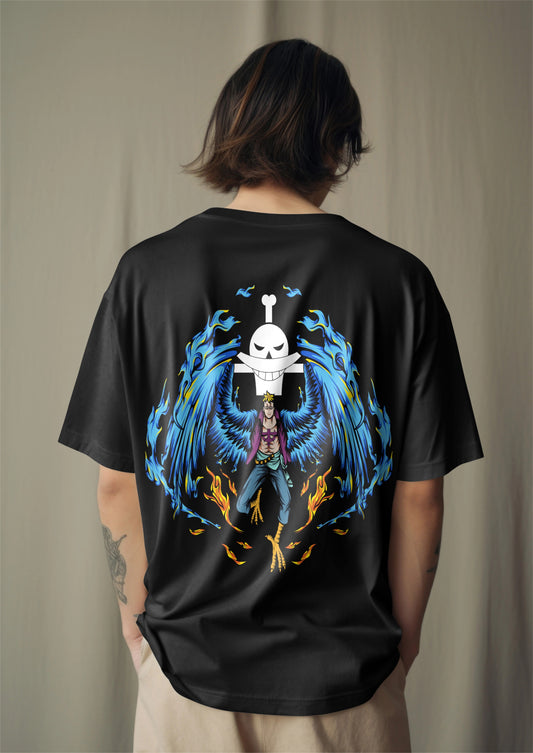 One Piece Marco The Phoenix Graphic Printed Oversized T-shirt Harble Outfits