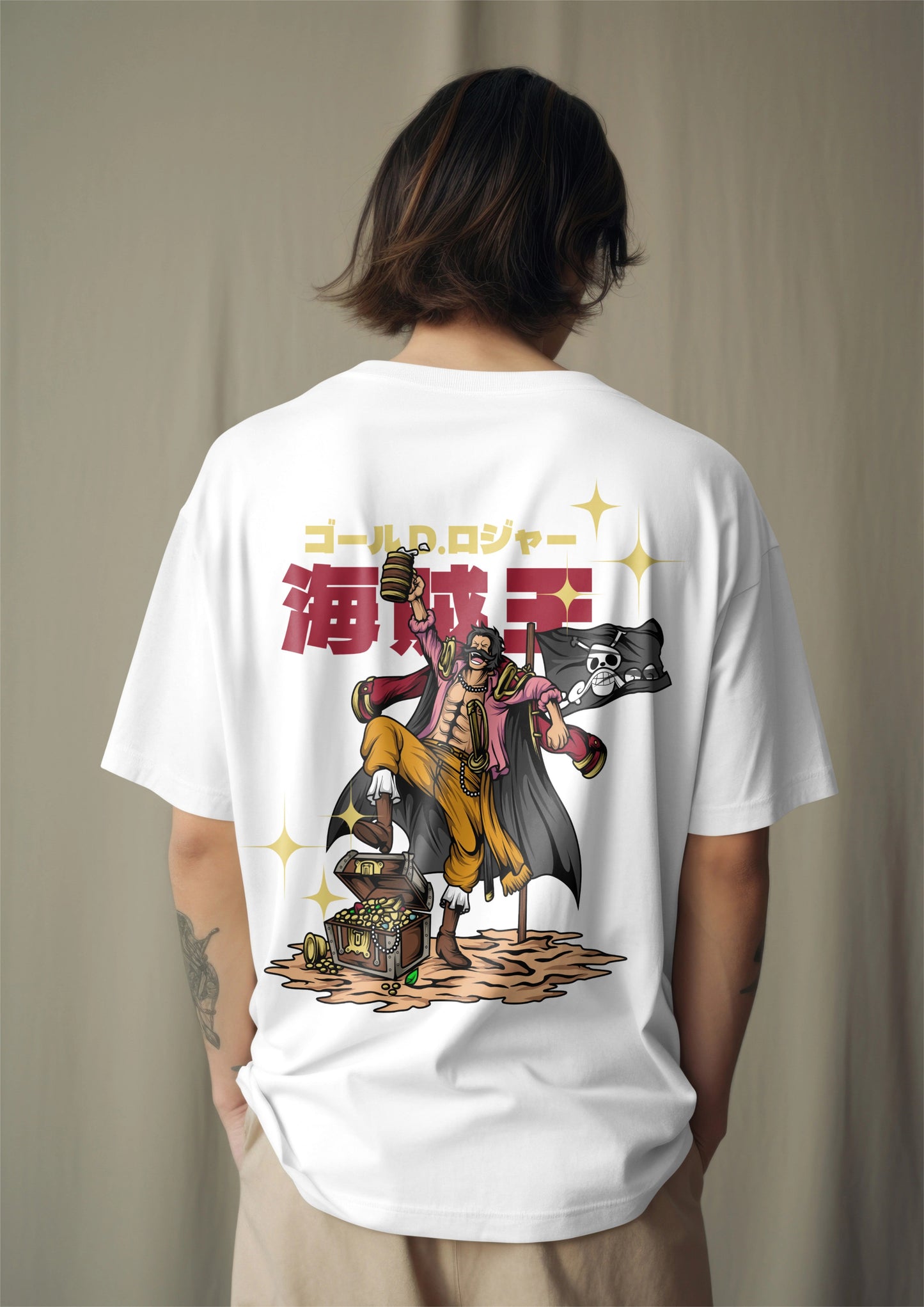 One Piece Gol D. Roger Pirate King Graphic Printed Oversized T-shirt Harble Outfits