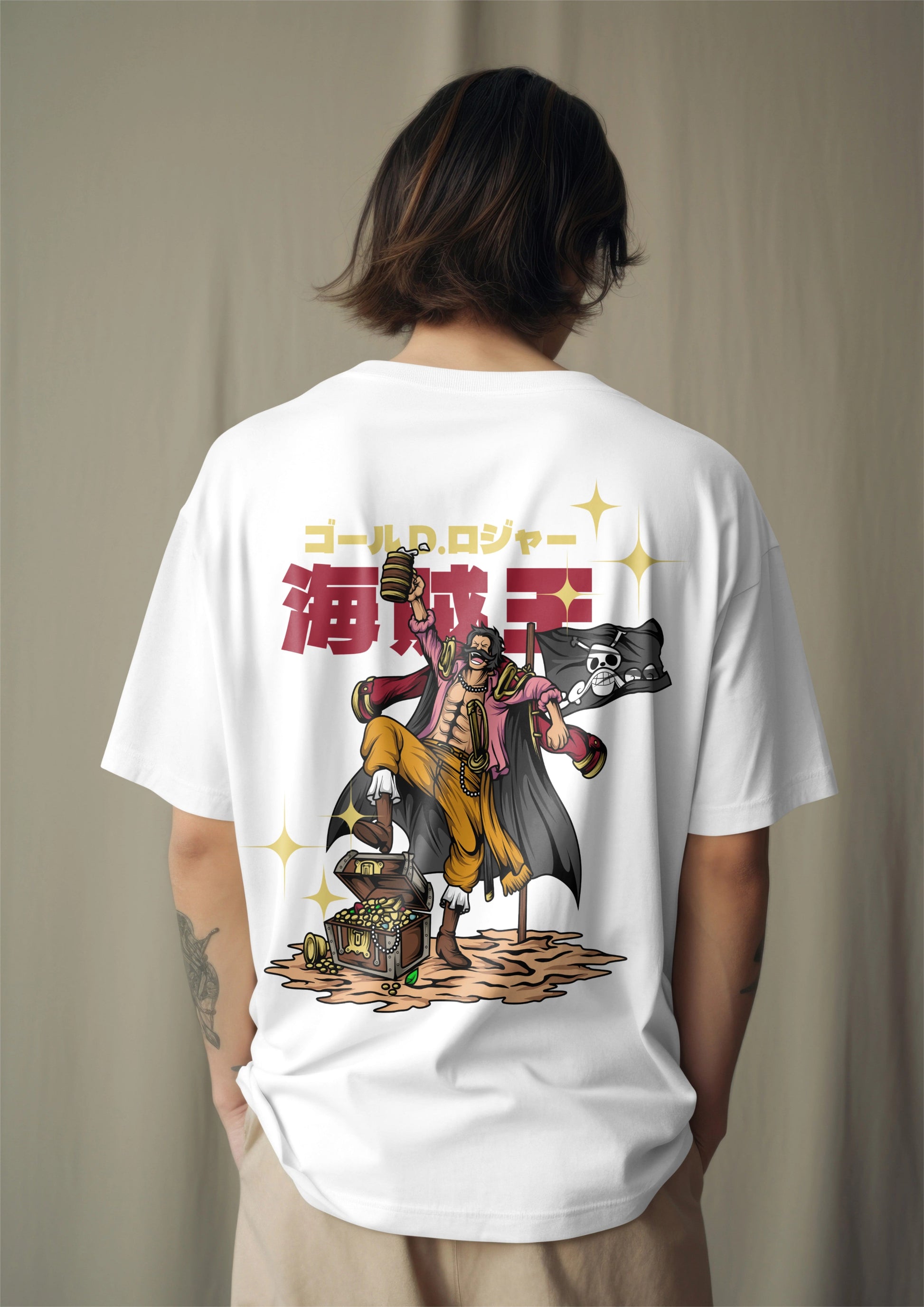 One Piece Gol D. Roger Pirate King Graphic Printed Oversized T-shirt Harble Outfits