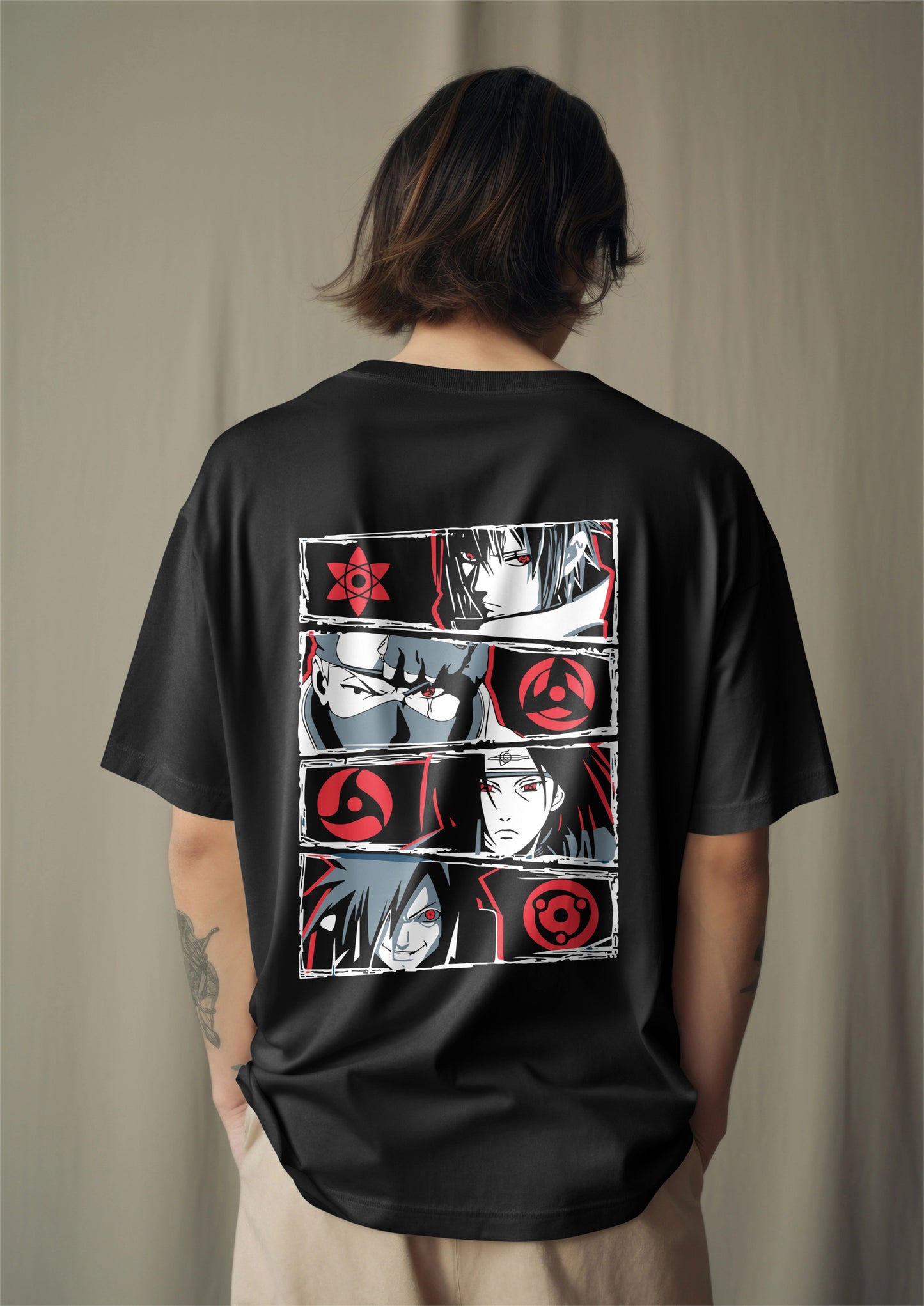 Eyes of the Uchiha Clan Printed Oversized T-shirt Harble Outfits