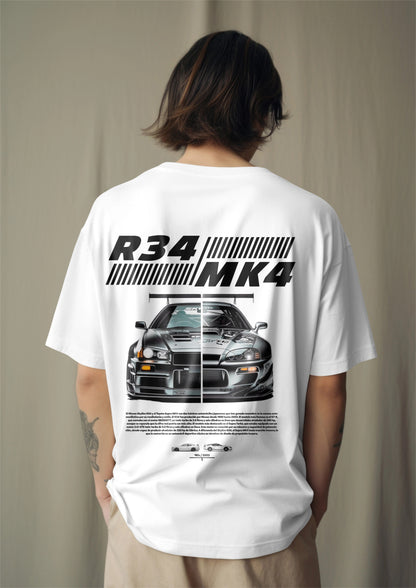 JDM Legends Face-off R34 MK4 Graphic Printed Oversized T-shirt Harble Outfits