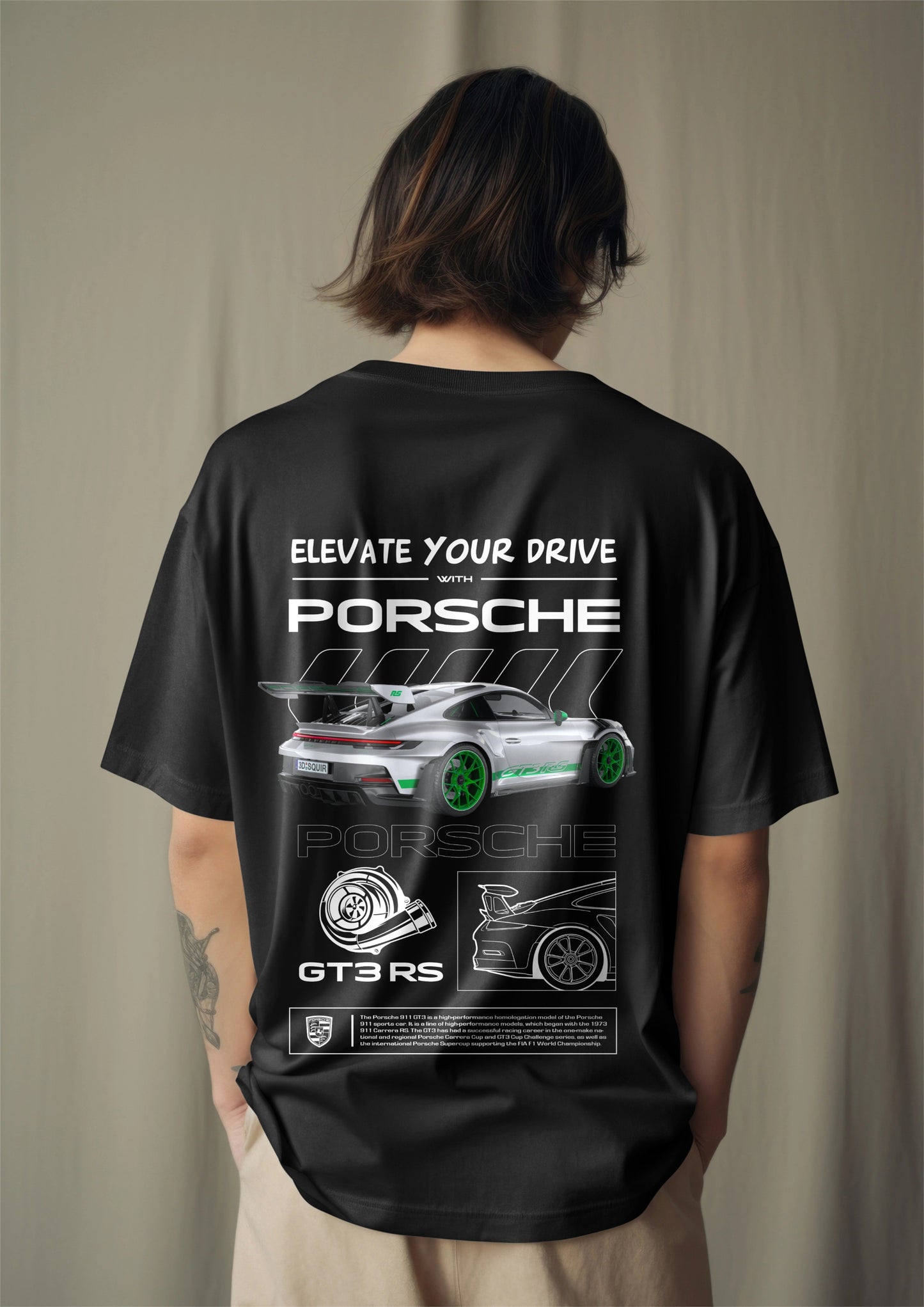 Porsche GT3 RS Graphic Printed Oversized T-shirt - Elevate Your Drive Edition Harble Outfits